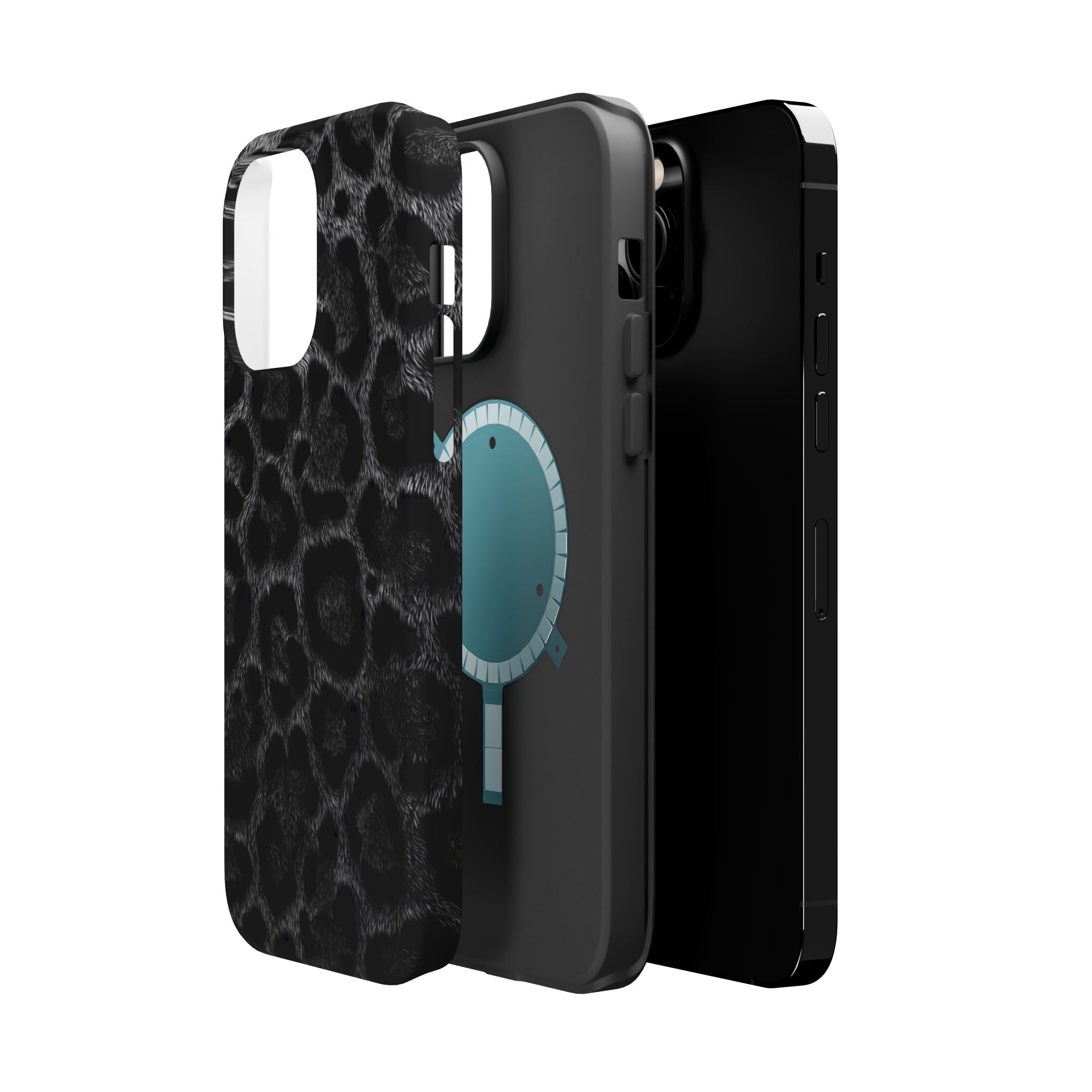 Black Leopard Print Magnetic Impact-Resistant Phone Case