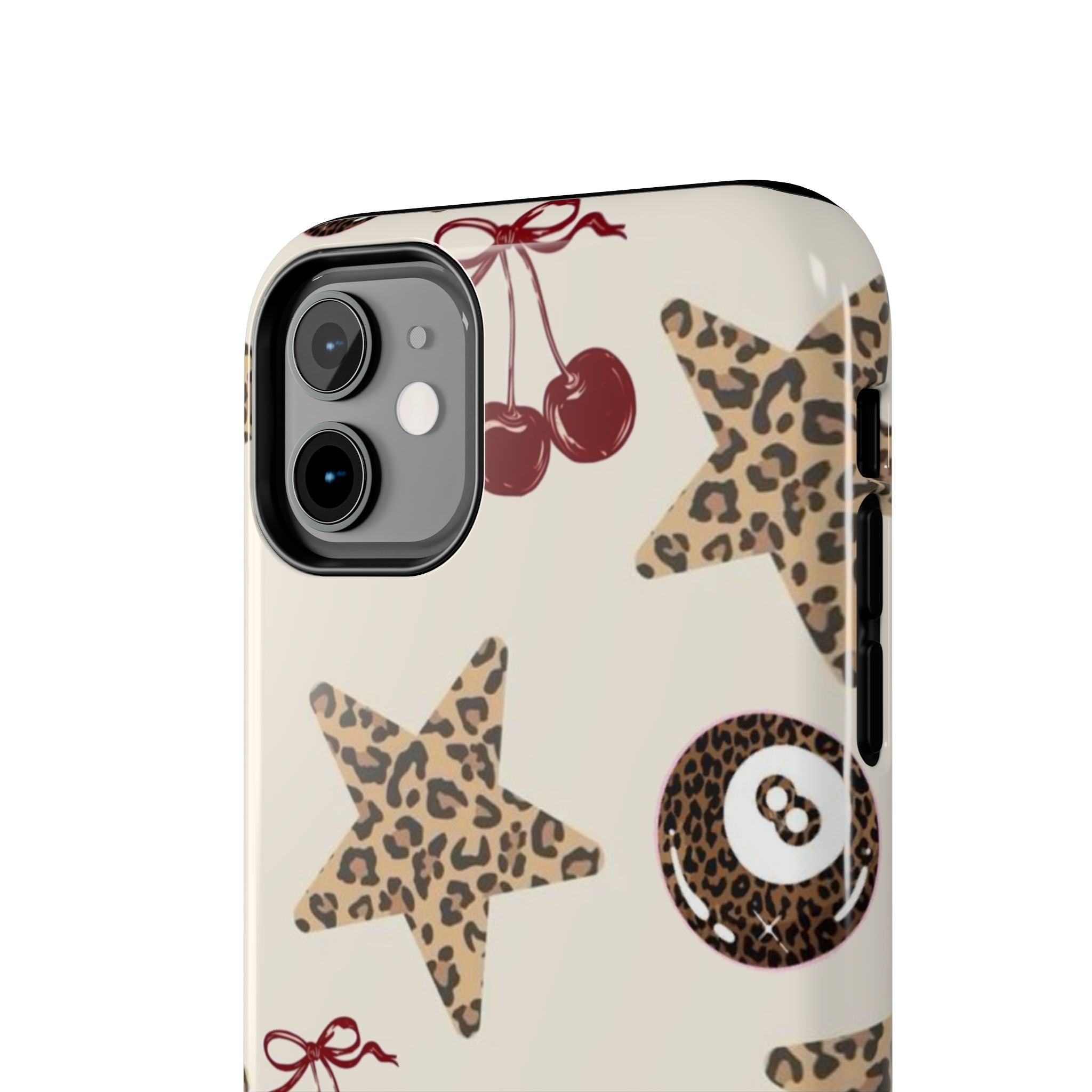 Leopard Star & Cherry Tough Phone Case — Retro Pool 8-Ball Pattern