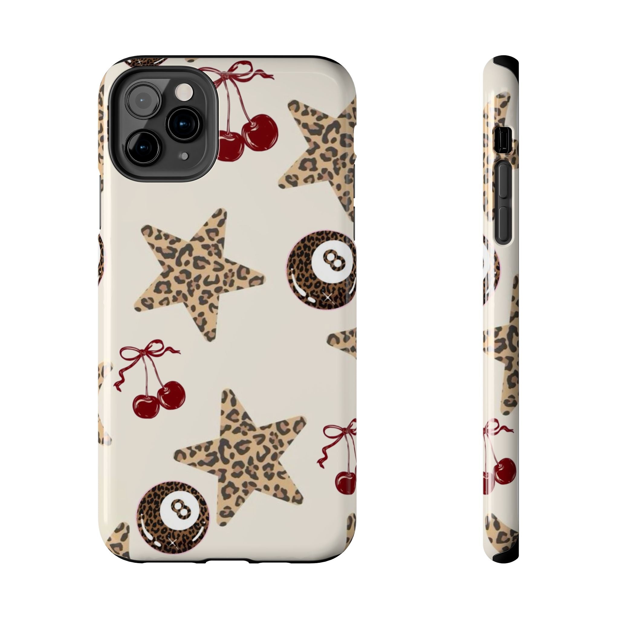 Leopard Star & Cherry Tough Phone Case — Retro Pool 8-Ball Pattern