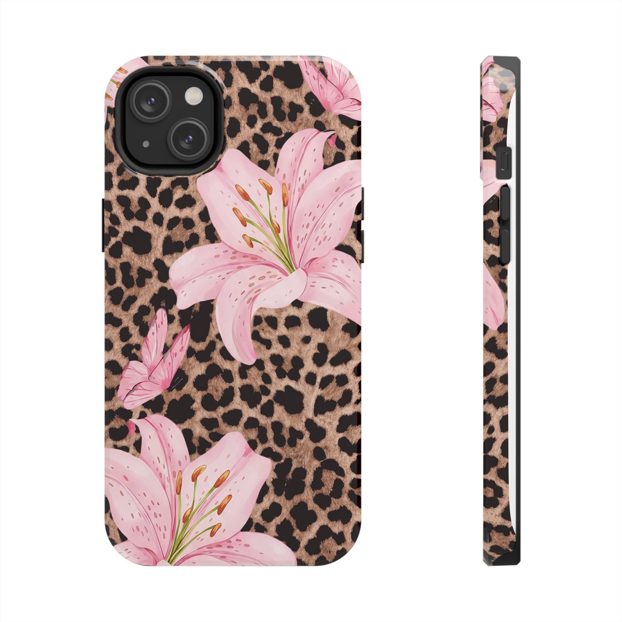 Blush Leopard Lily Magnetic Phone Case | MagSafe Compatible Shockproof Protective Cover