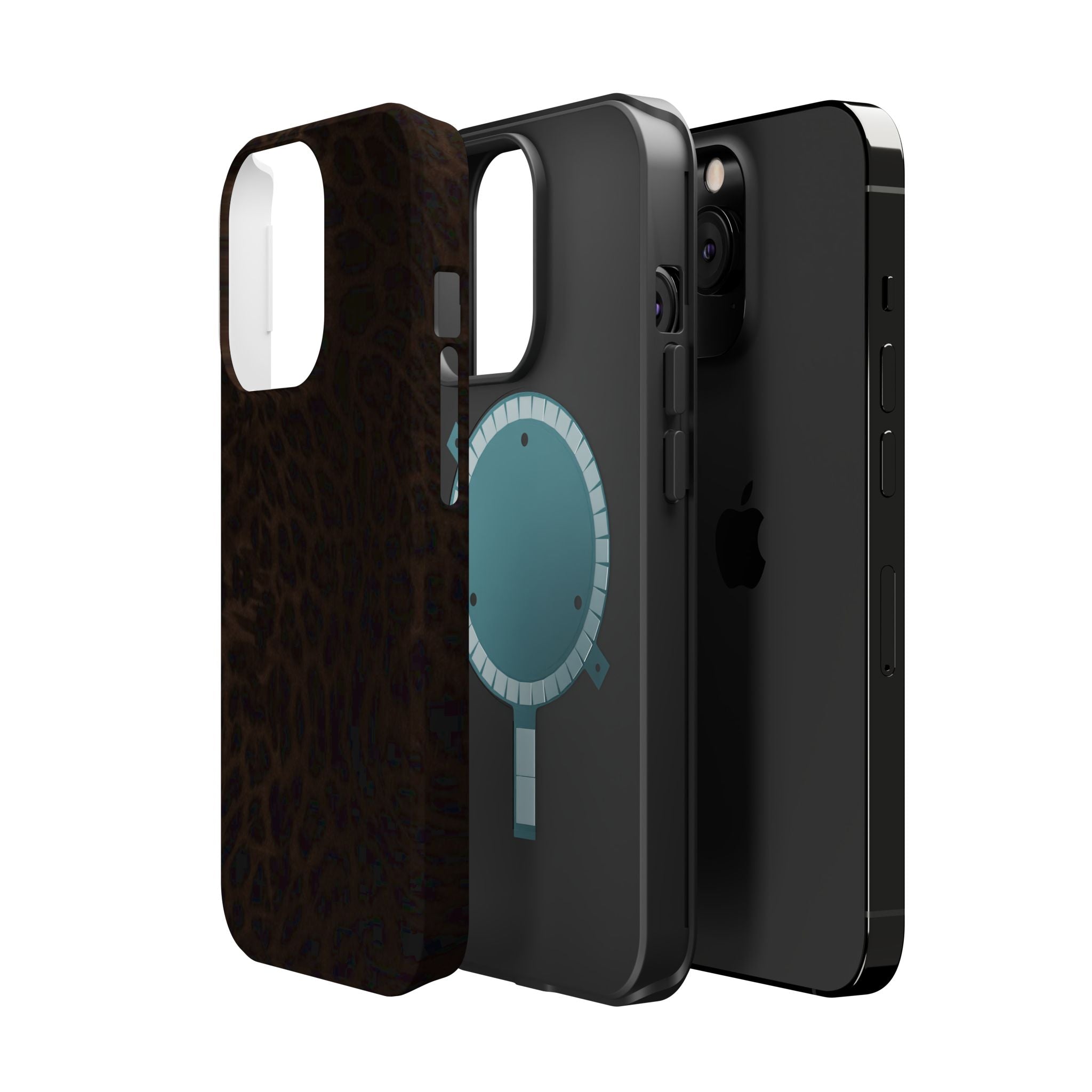 Brown Leopard Print MagSafe Phone Case | Shockproof Magnetic Protective Cover for iPhone
