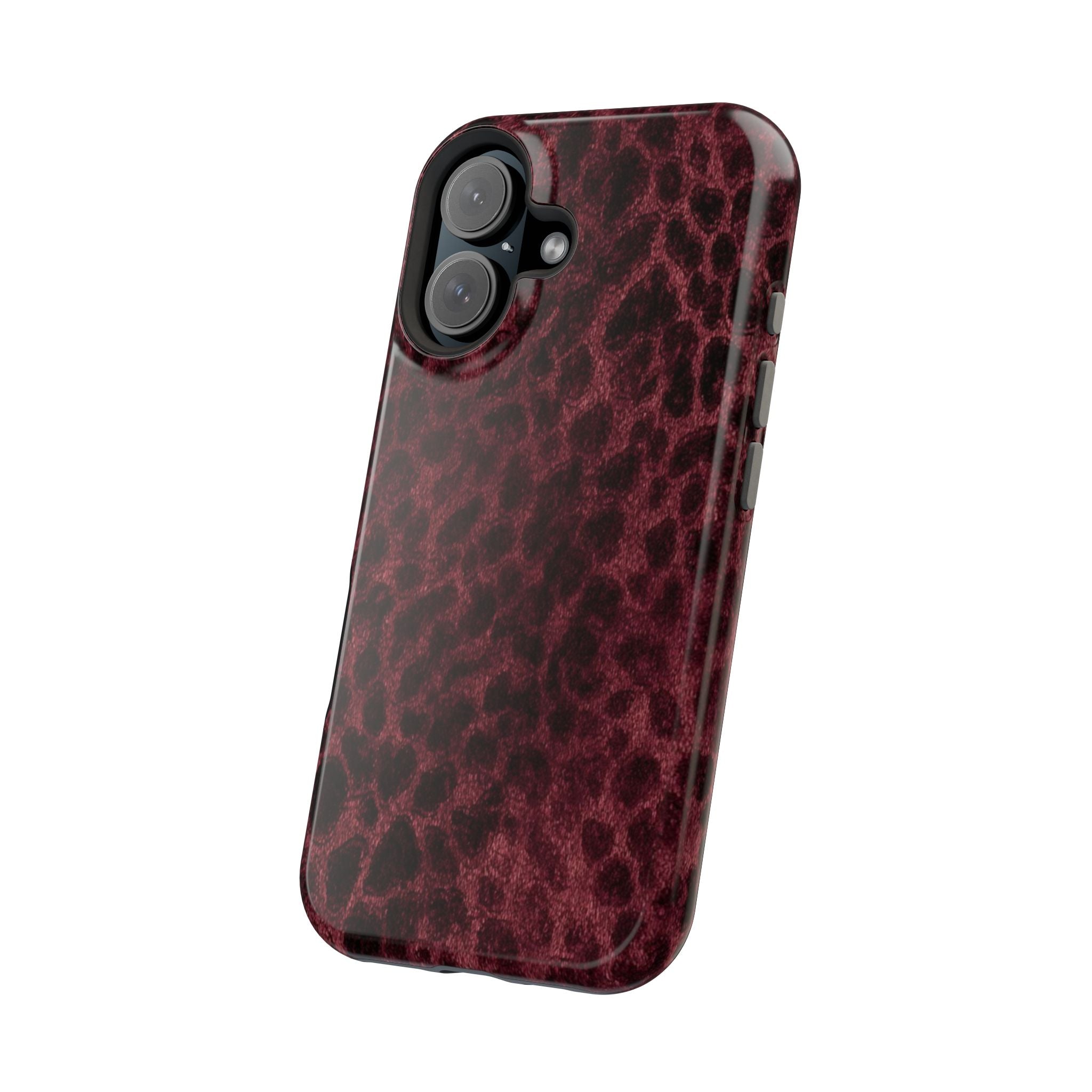 Burgundy Leopard Magnetic Phone Case | MagSafe Compatible Shockproof Protective Cover