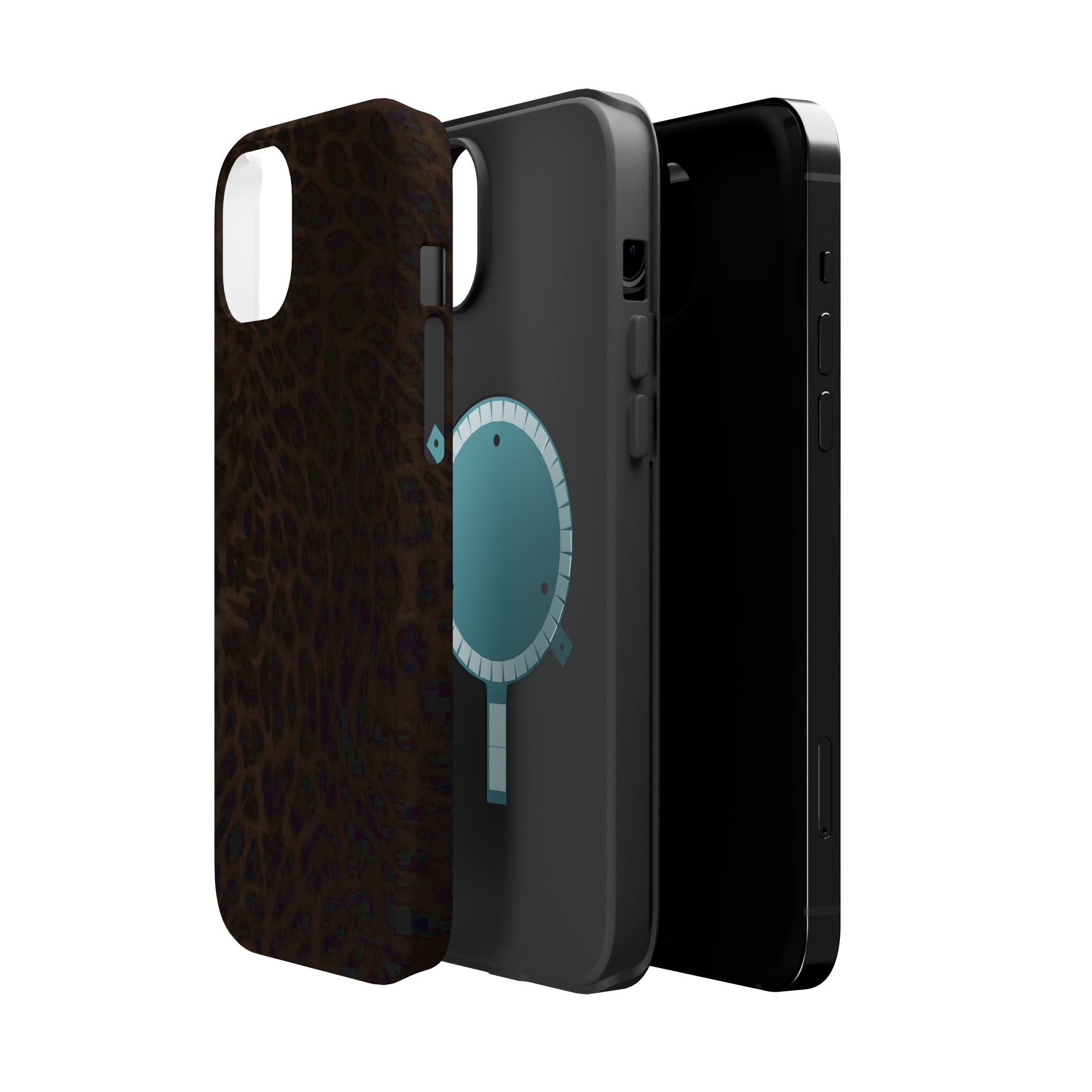 Brown Leopard Print MagSafe Phone Case | Shockproof Magnetic Protective Cover for iPhone