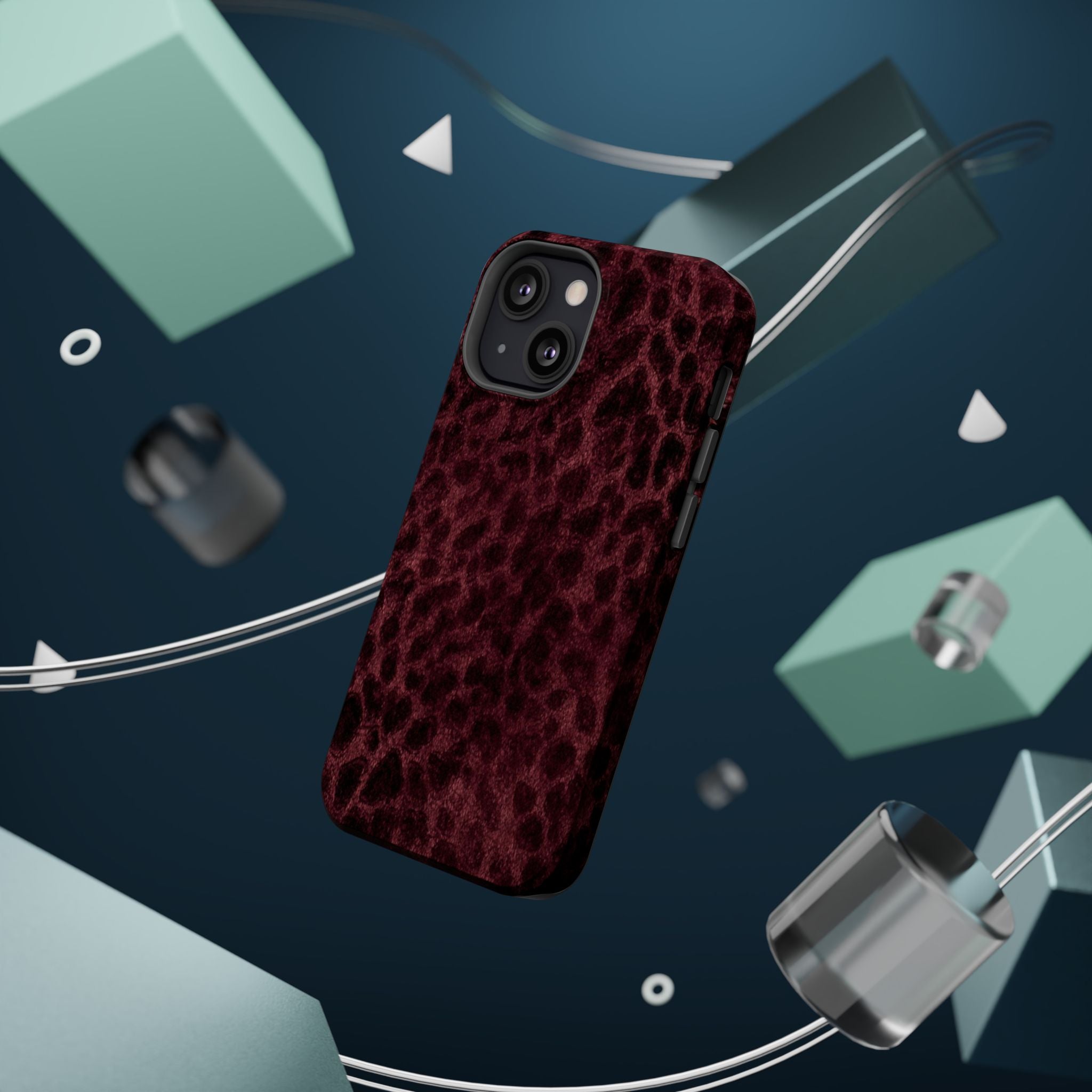 Burgundy Leopard Magnetic Phone Case | MagSafe Compatible Shockproof Protective Cover