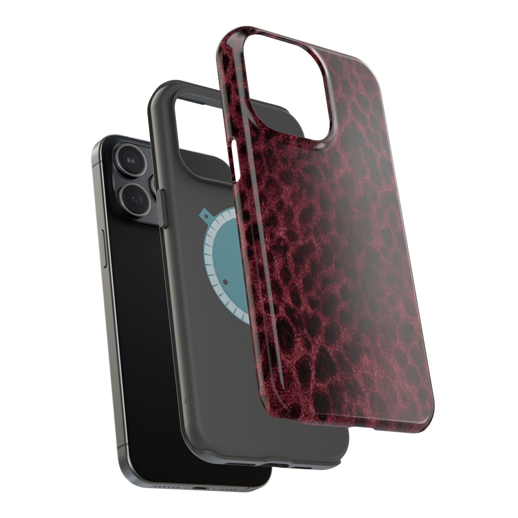 Burgundy Leopard Magnetic Phone Case | MagSafe Compatible Shockproof Protective Cover