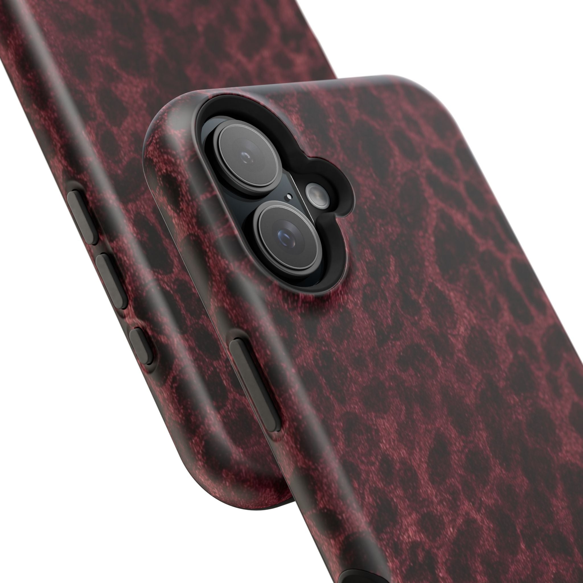 Burgundy Leopard Magnetic Phone Case | MagSafe Compatible Shockproof Protective Cover
