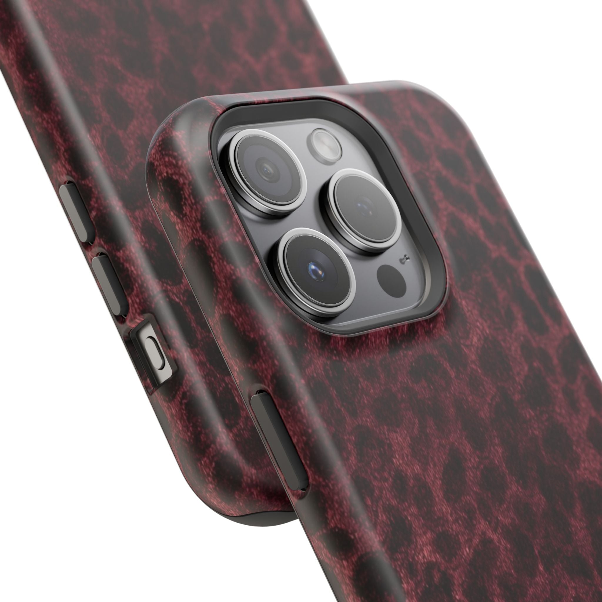 Burgundy Leopard Magnetic Phone Case | MagSafe Compatible Shockproof Protective Cover