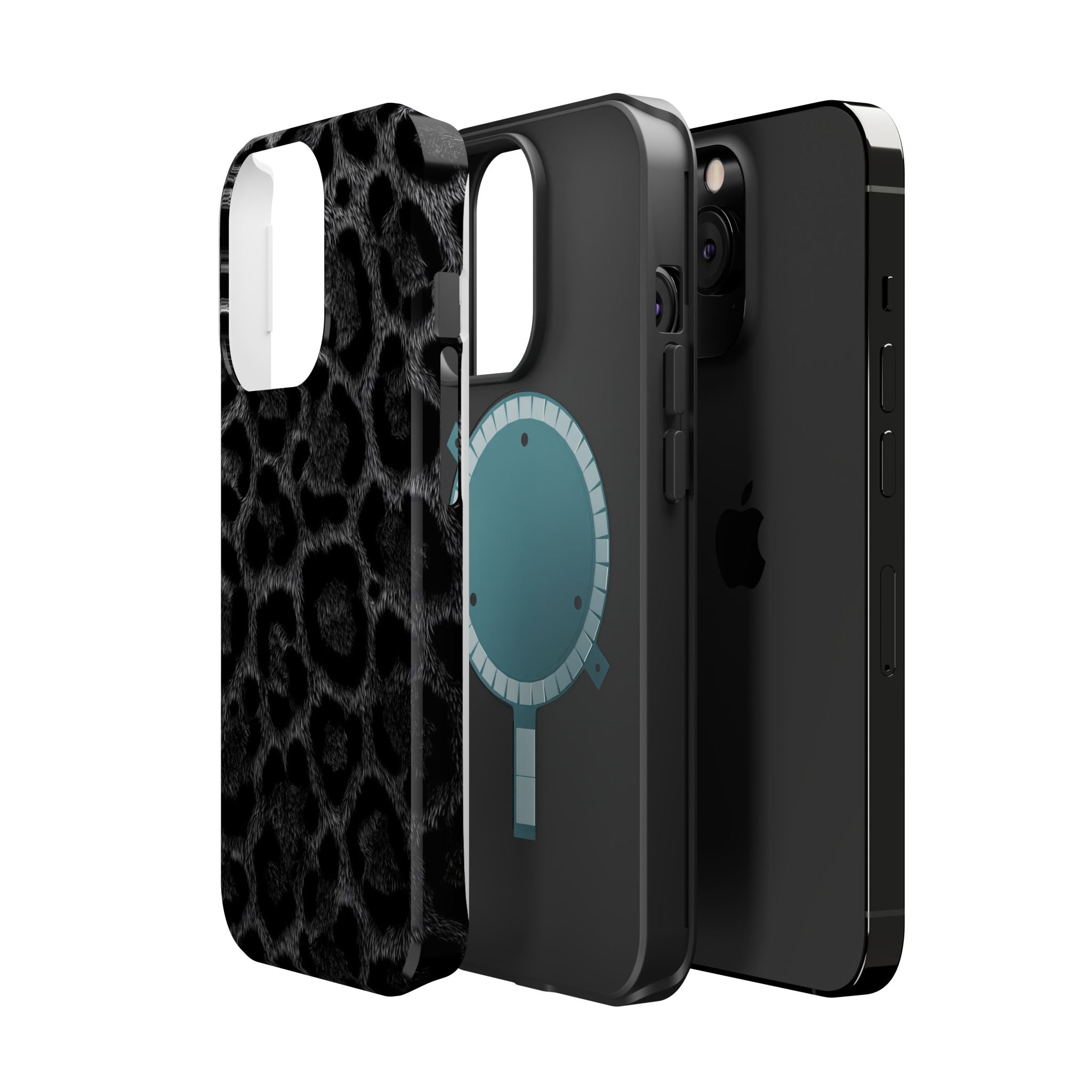 Black Leopard Print Magnetic Impact-Resistant Phone Case
