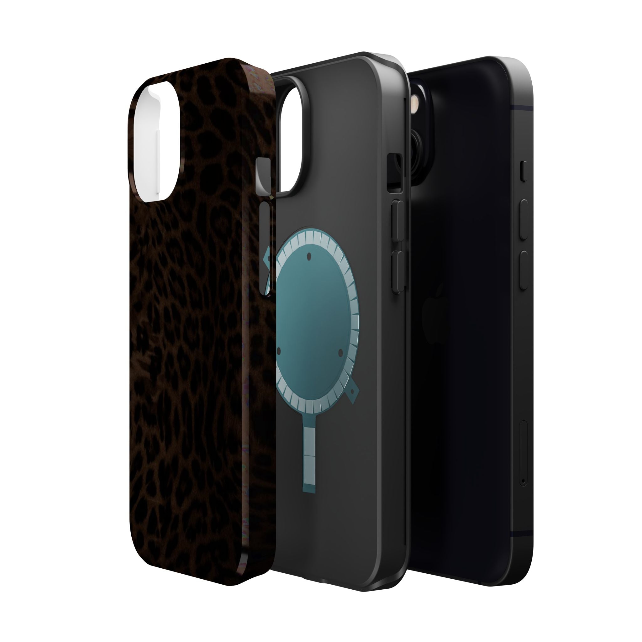 Brown Leopard Print MagSafe Phone Case | Shockproof Magnetic Protective Cover for iPhone