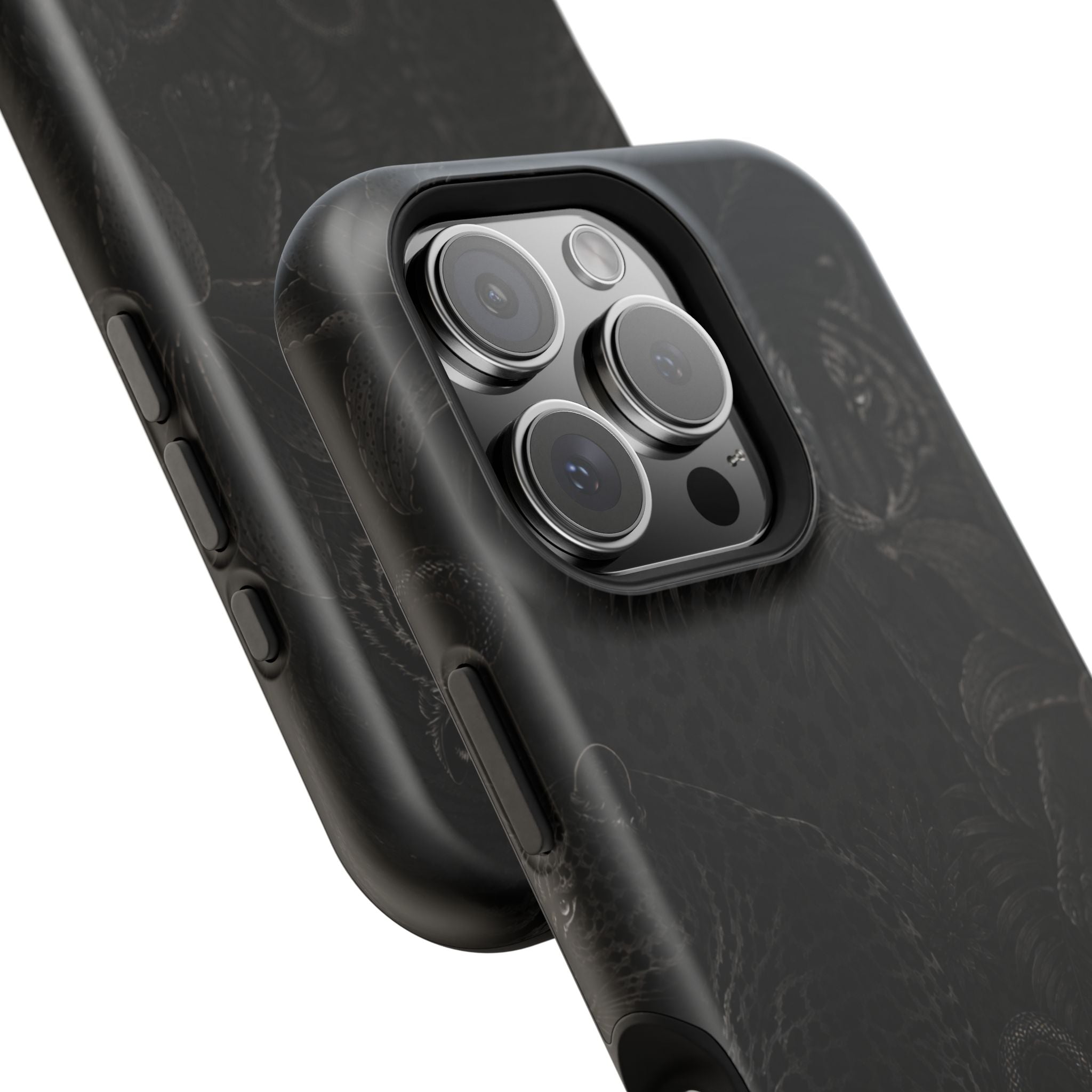 Black Floral Leopard Magnetic Impact-Resistant Phone Case | MagSafe Compatible Shockproof Cover