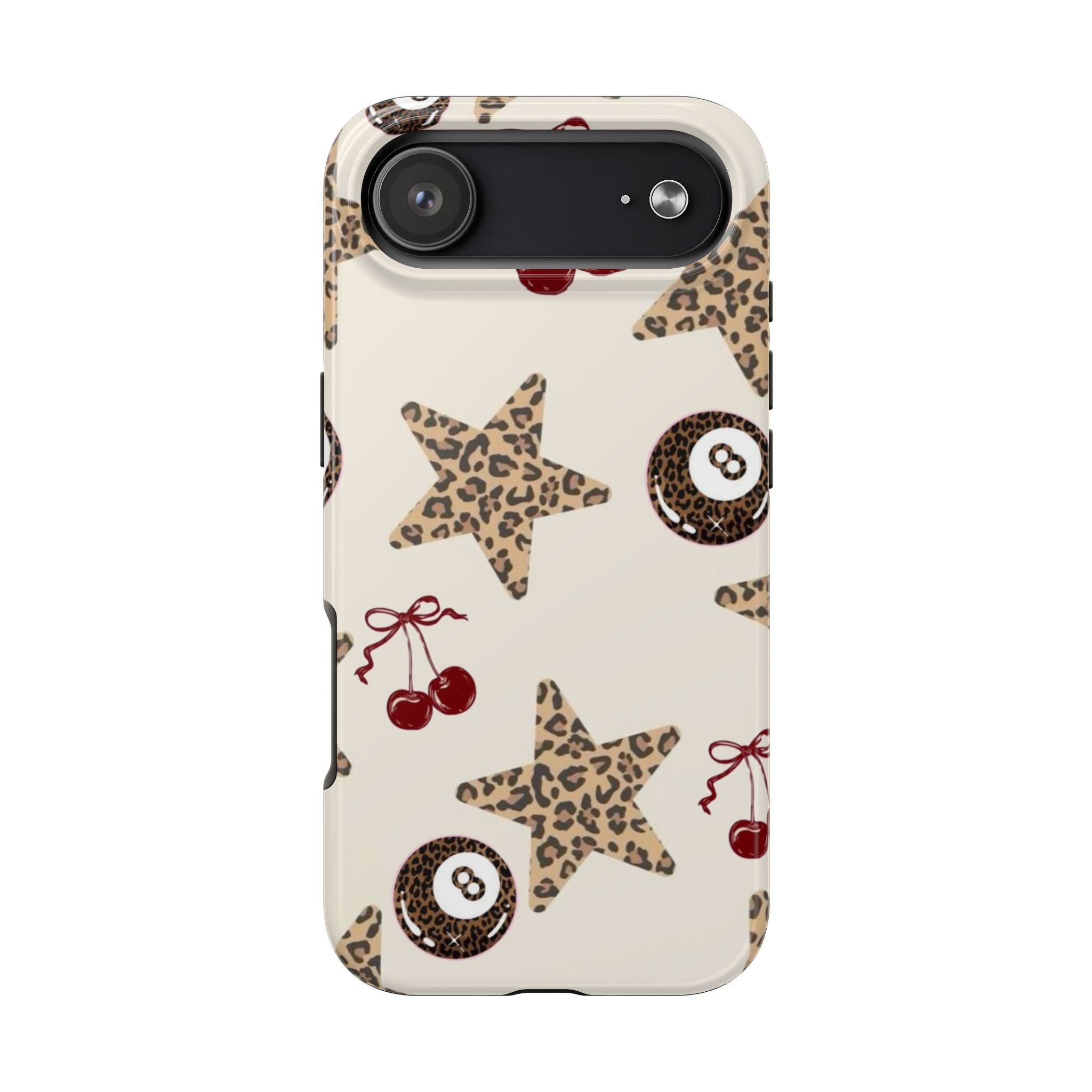 Leopard Star & Cherry Tough Phone Case — Retro Pool 8-Ball Pattern