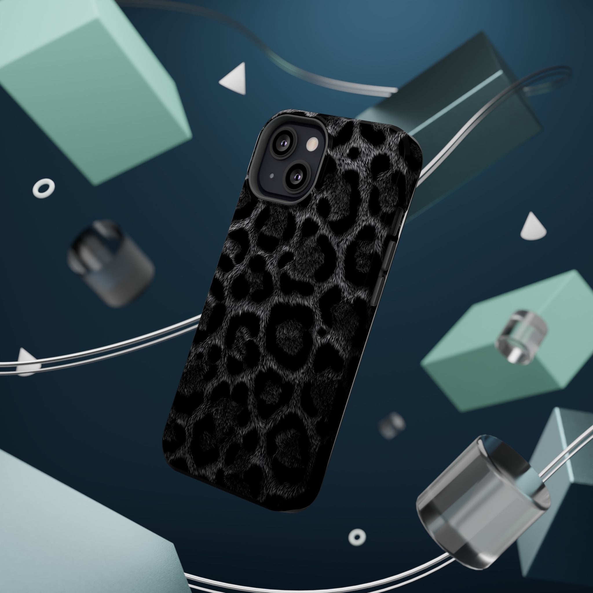 Black Leopard Print Magnetic Impact-Resistant Phone Case