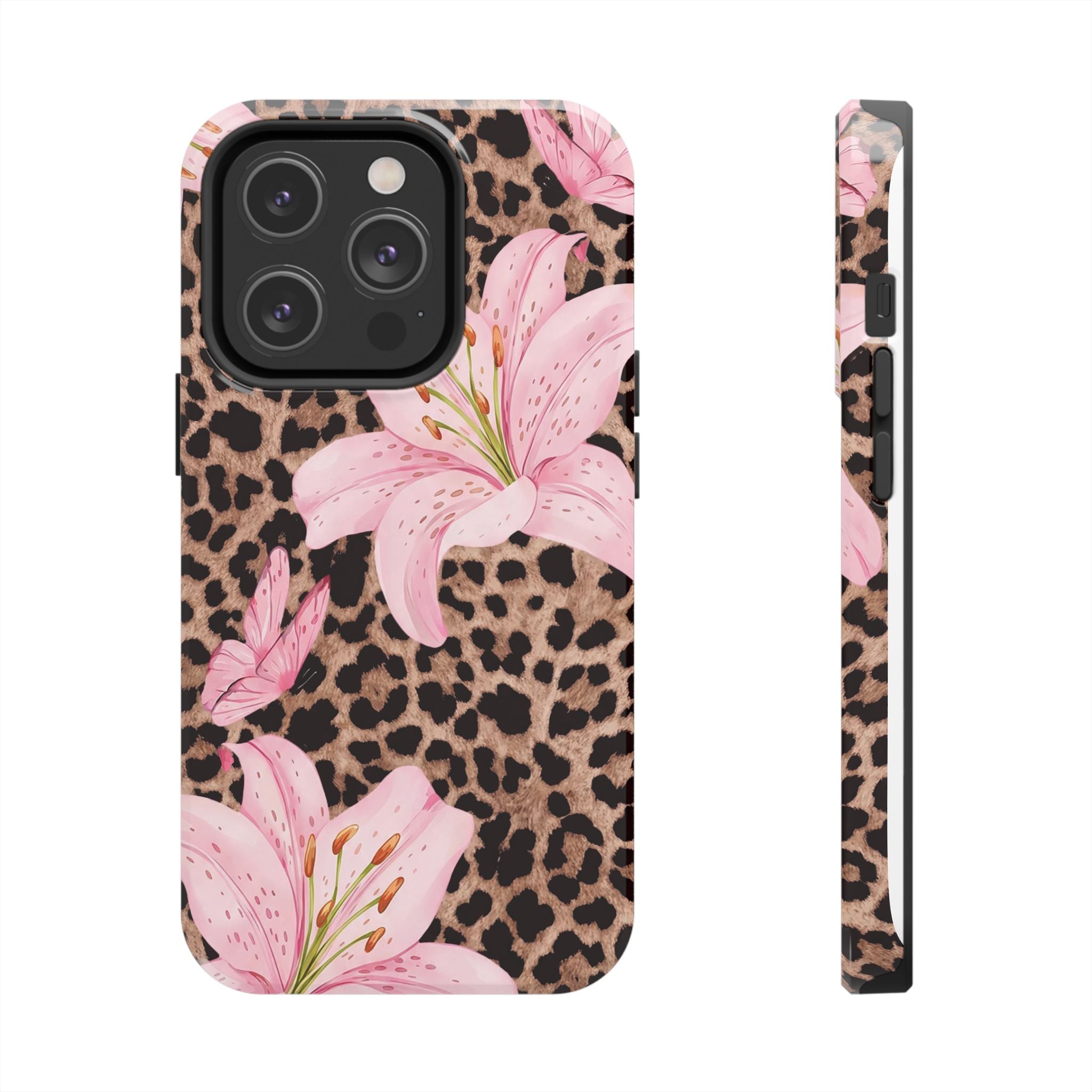 Blush Leopard Lily Magnetic Phone Case | MagSafe Compatible Shockproof Protective Cover