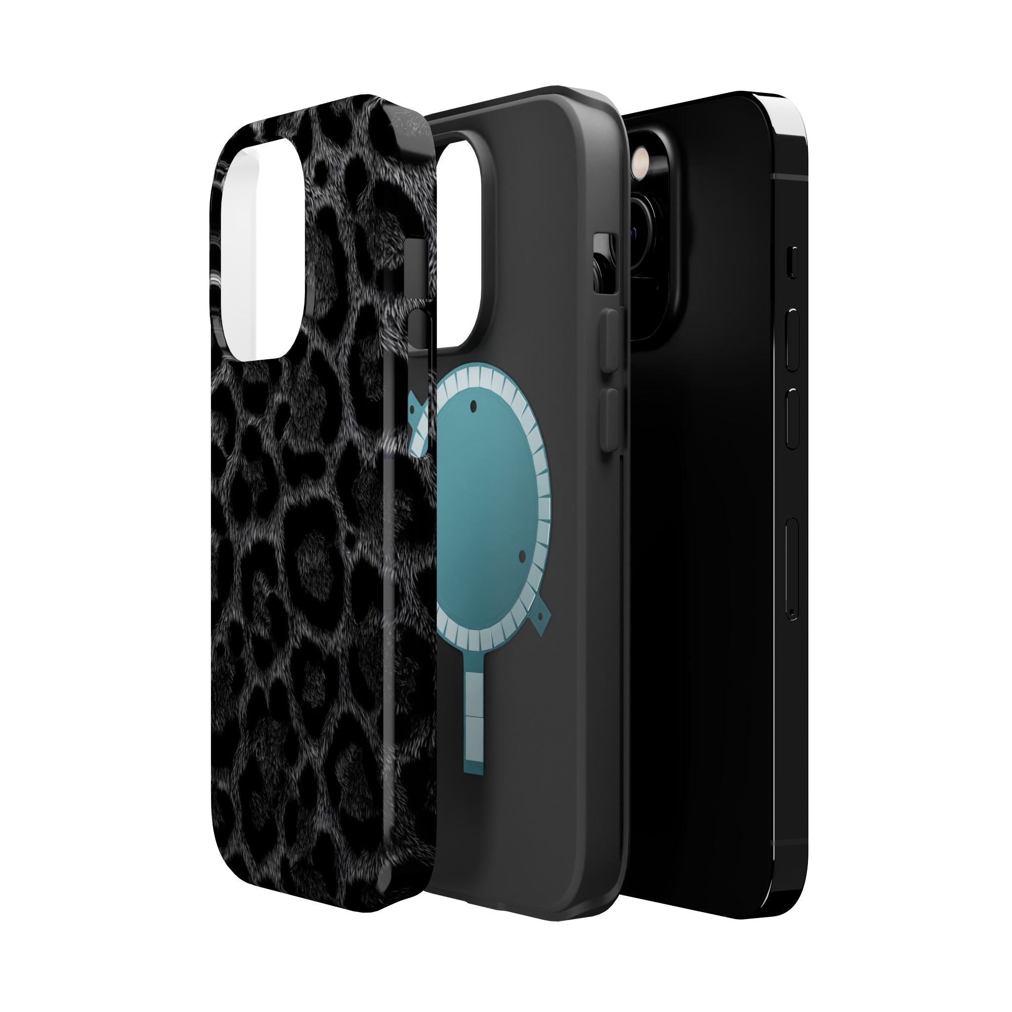 Black Leopard Print Magnetic Impact-Resistant Phone Case