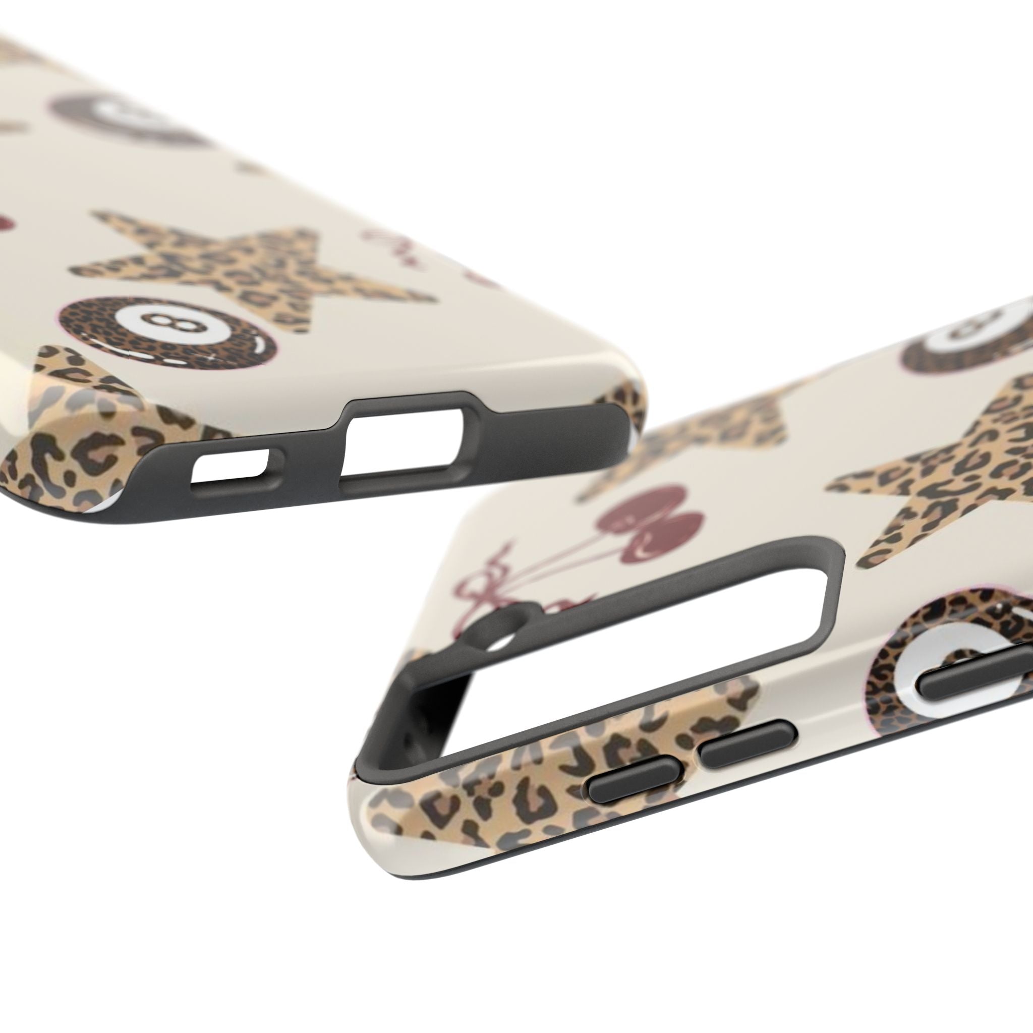 Leopard Star & Cherry Tough Phone Case — Retro Pool 8-Ball Pattern