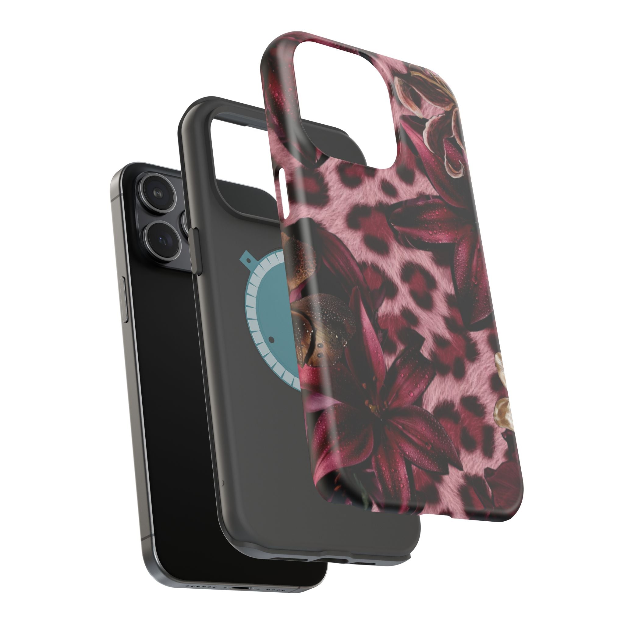 Midnight Bloom Leopard Magnetic Phone Case | MagSafe Compatible Shockproof Protective Cover