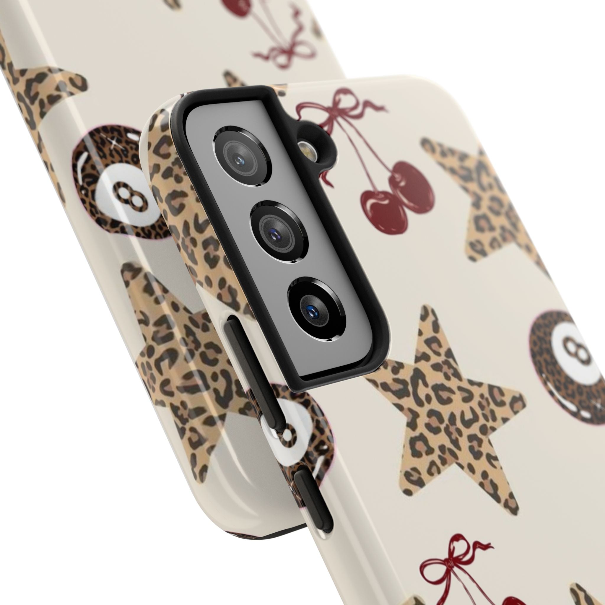 Leopard Star & Cherry Tough Phone Case — Retro Pool 8-Ball Pattern