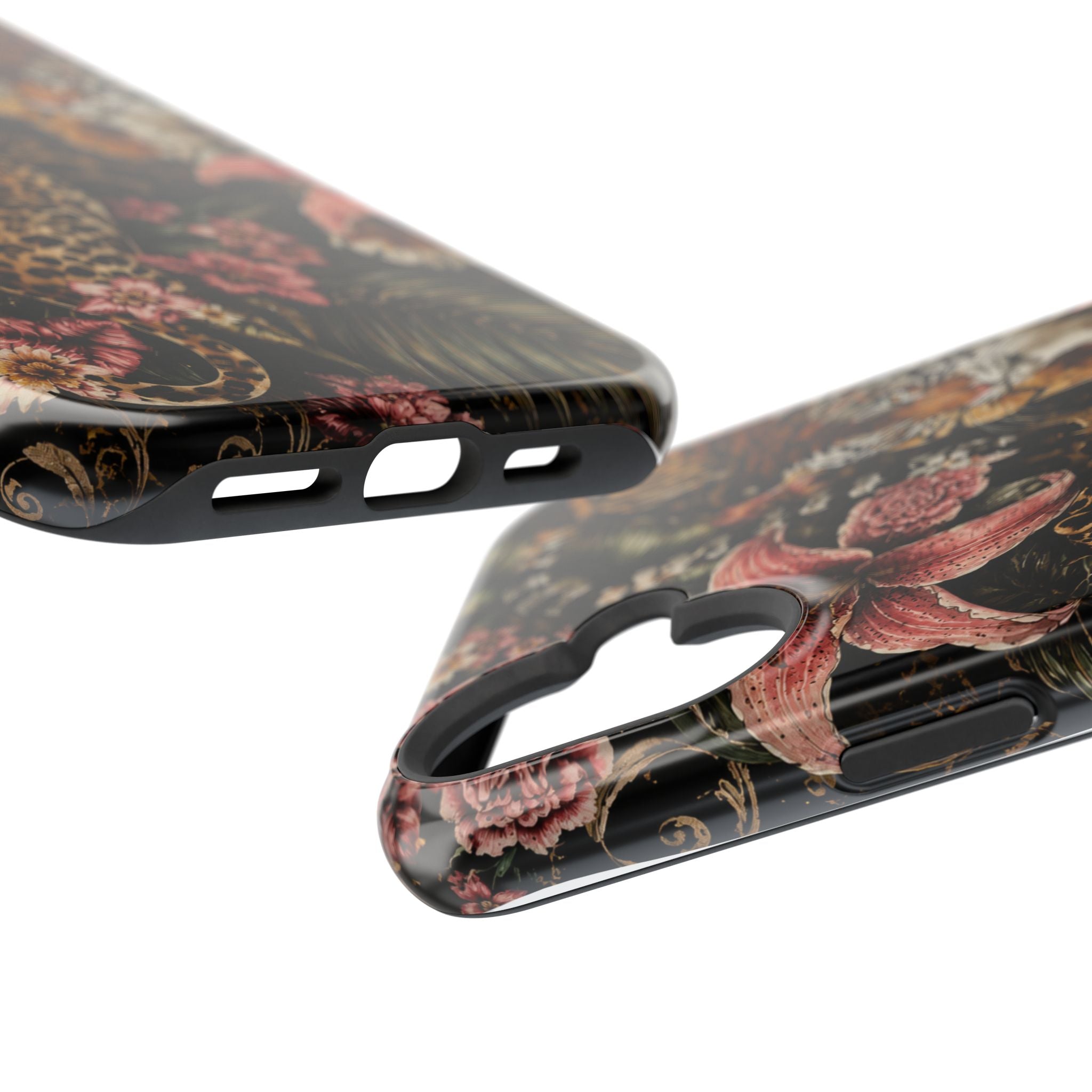 Magnetic Impact-Resistant Phone Case — Tropical Jungle Leopard & Tiger Floral Design