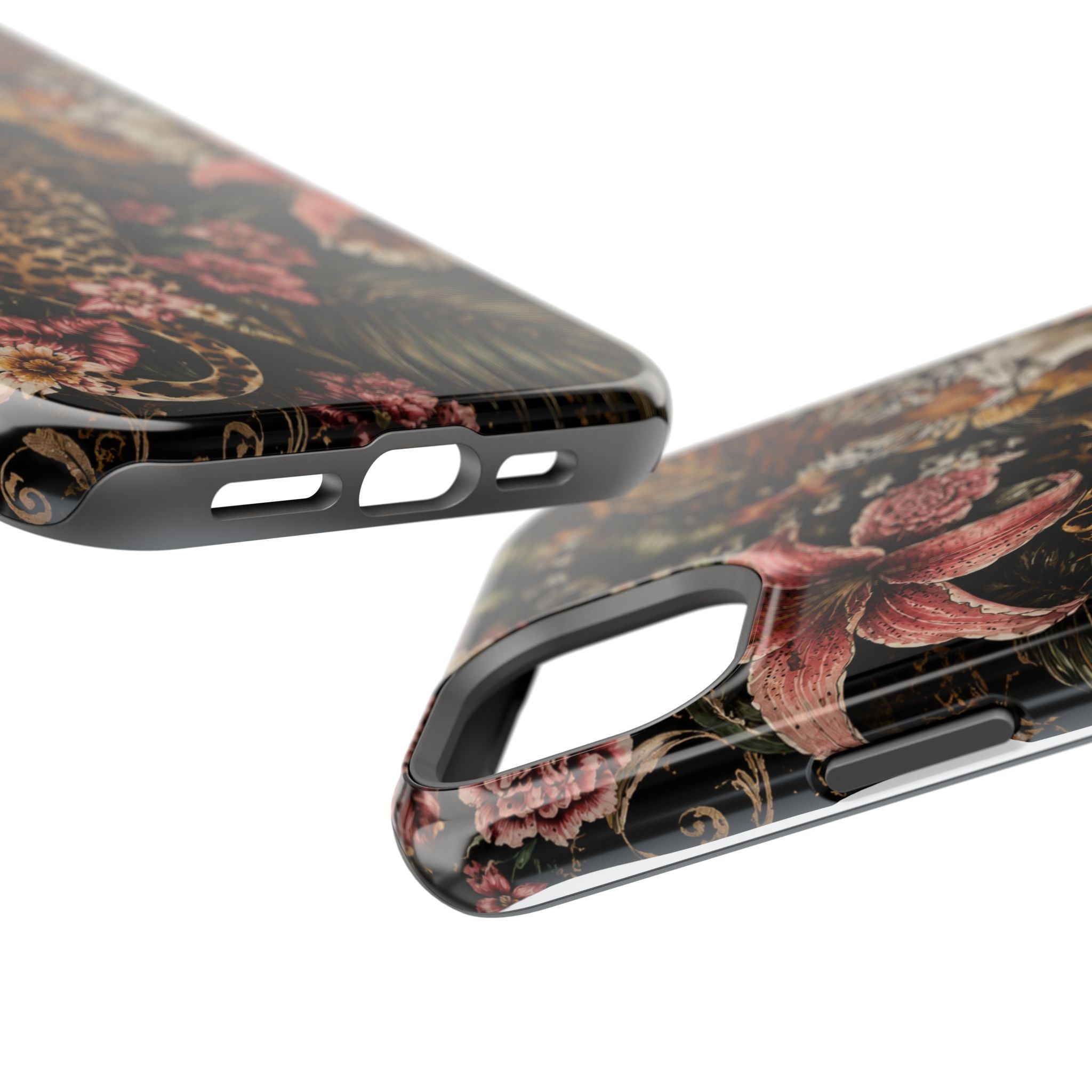 Magnetic Impact-Resistant Phone Case — Tropical Jungle Leopard & Tiger Floral Design
