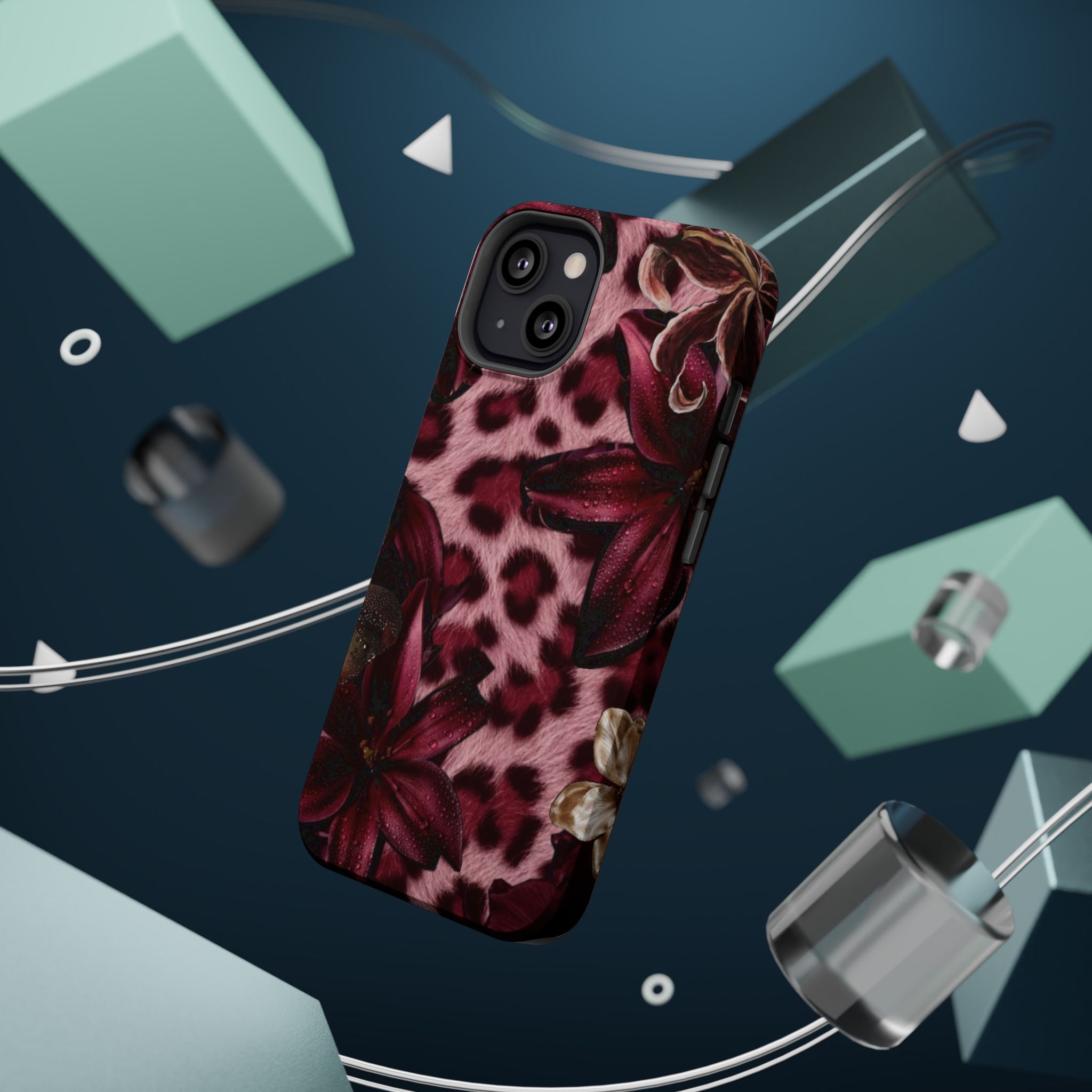 Midnight Bloom Leopard Magnetic Phone Case | MagSafe Compatible Shockproof Protective Cover