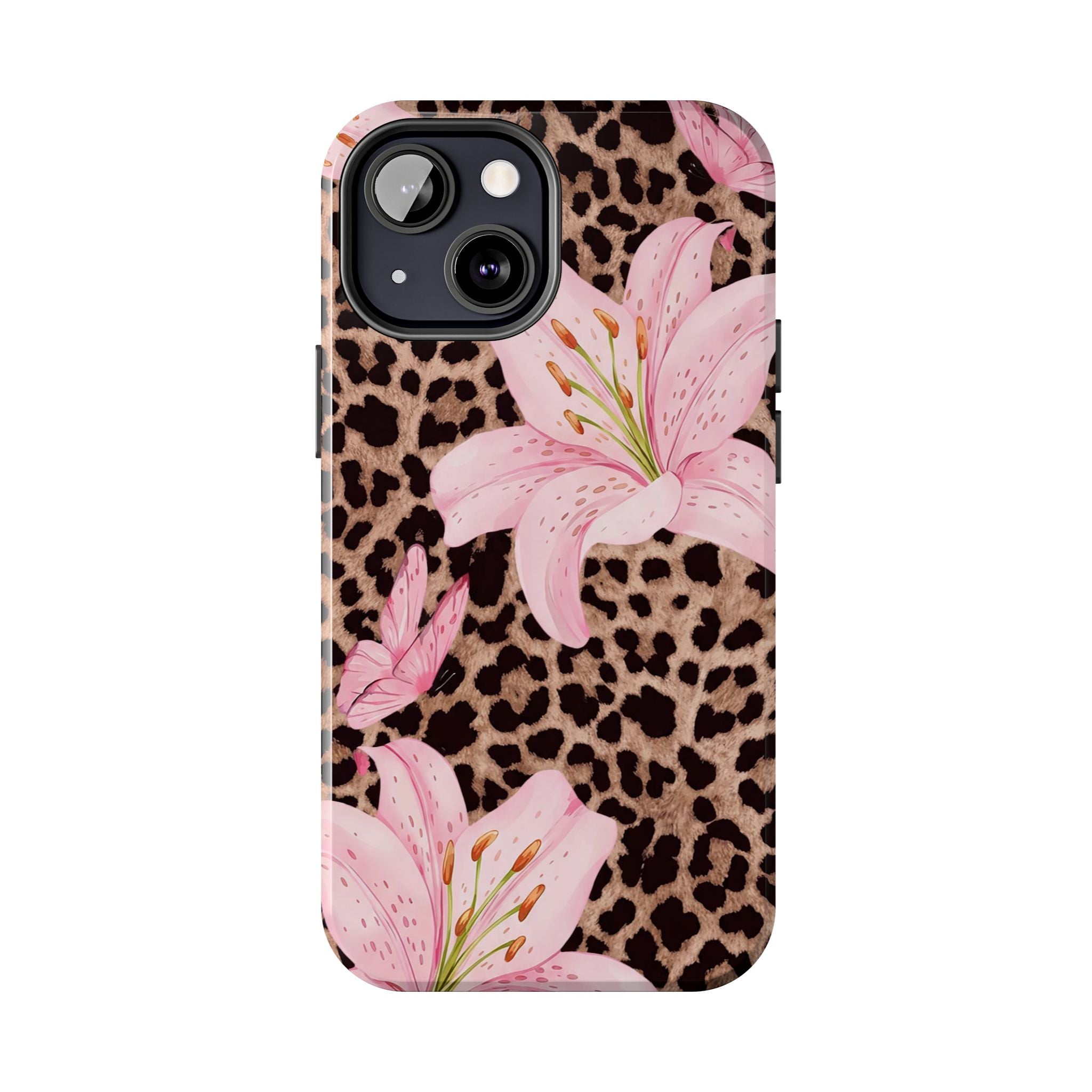 Blush Leopard Lily Magnetic Phone Case | MagSafe Compatible Shockproof Protective Cover