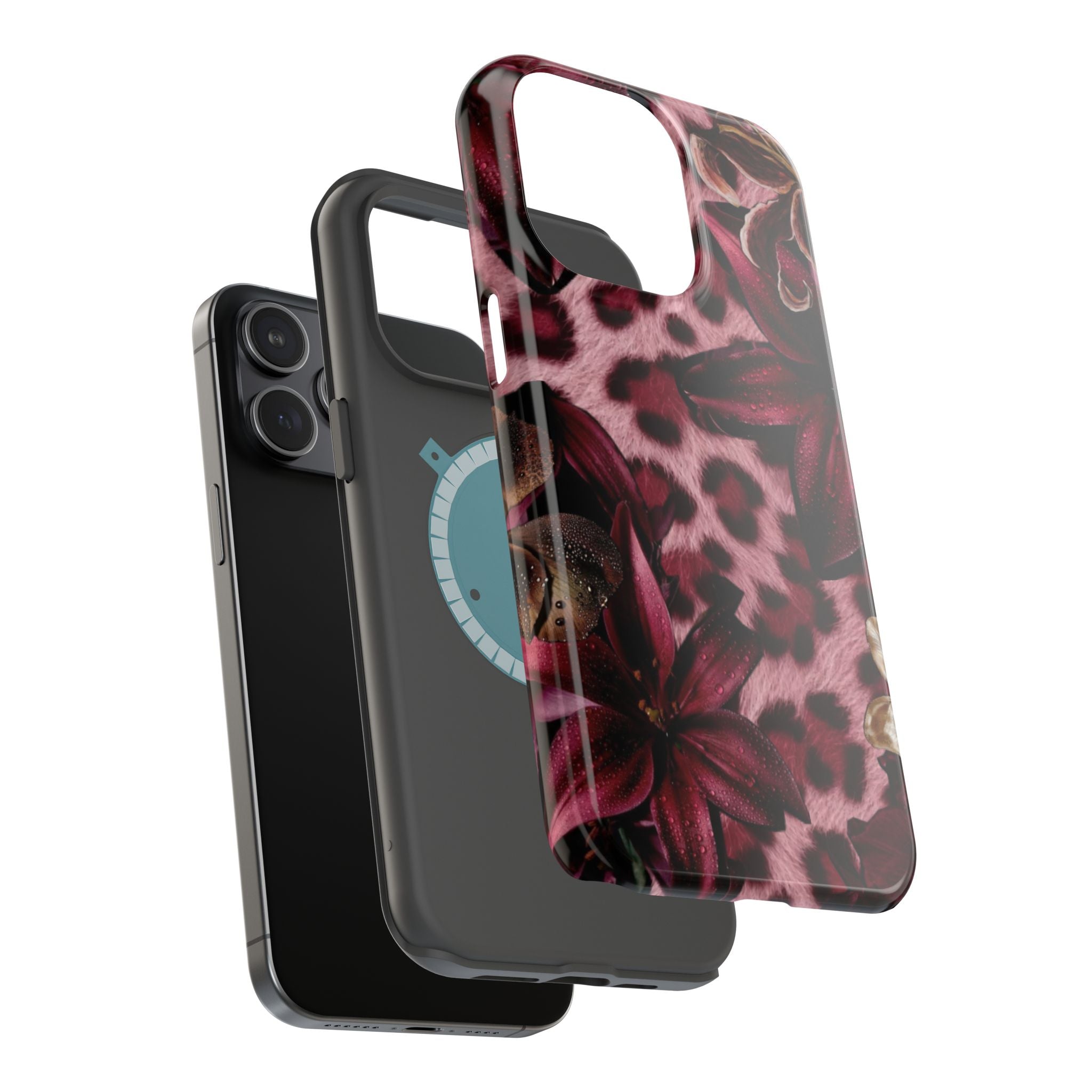 Midnight Bloom Leopard Magnetic Phone Case | MagSafe Compatible Shockproof Protective Cover