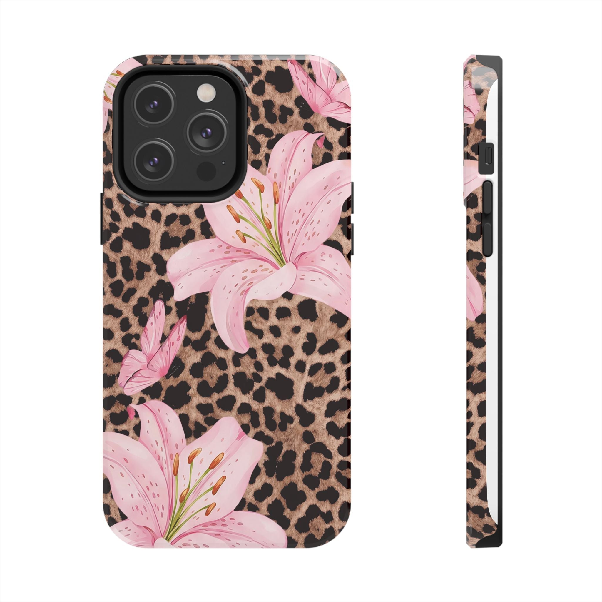 Blush Leopard Lily Magnetic Phone Case | MagSafe Compatible Shockproof Protective Cover