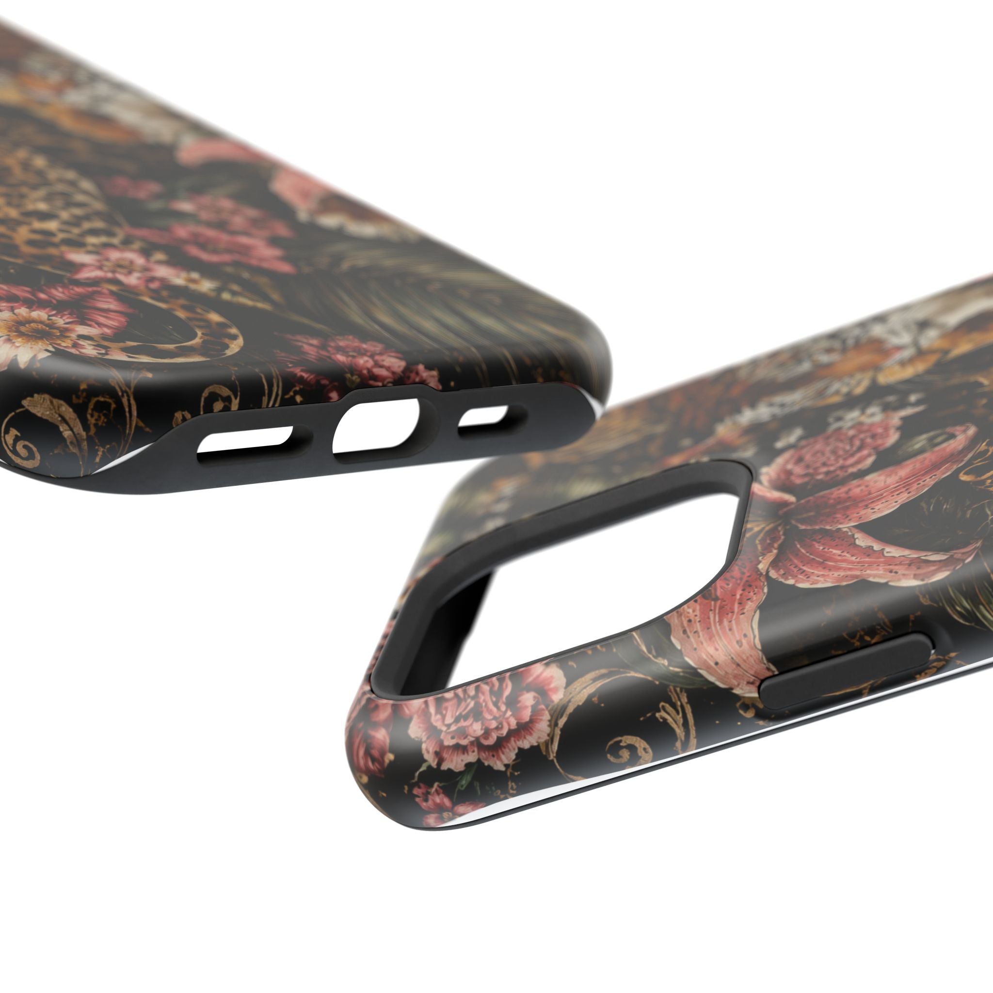 Magnetic Impact-Resistant Phone Case — Tropical Jungle Leopard & Tiger Floral Design