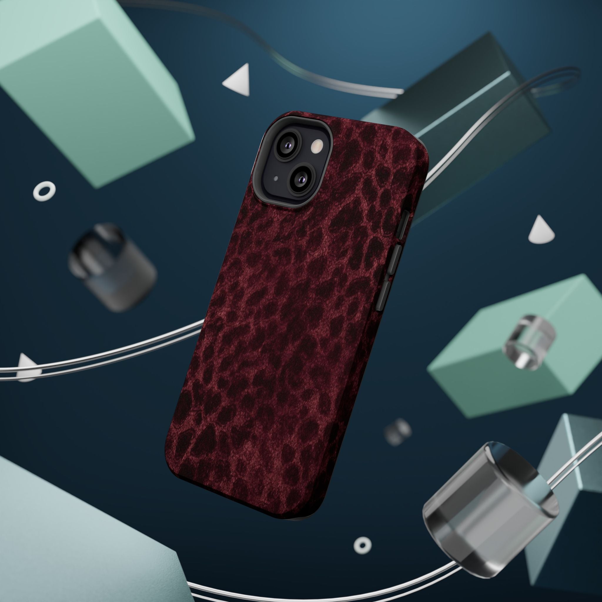 Burgundy Leopard Magnetic Phone Case | MagSafe Compatible Shockproof Protective Cover