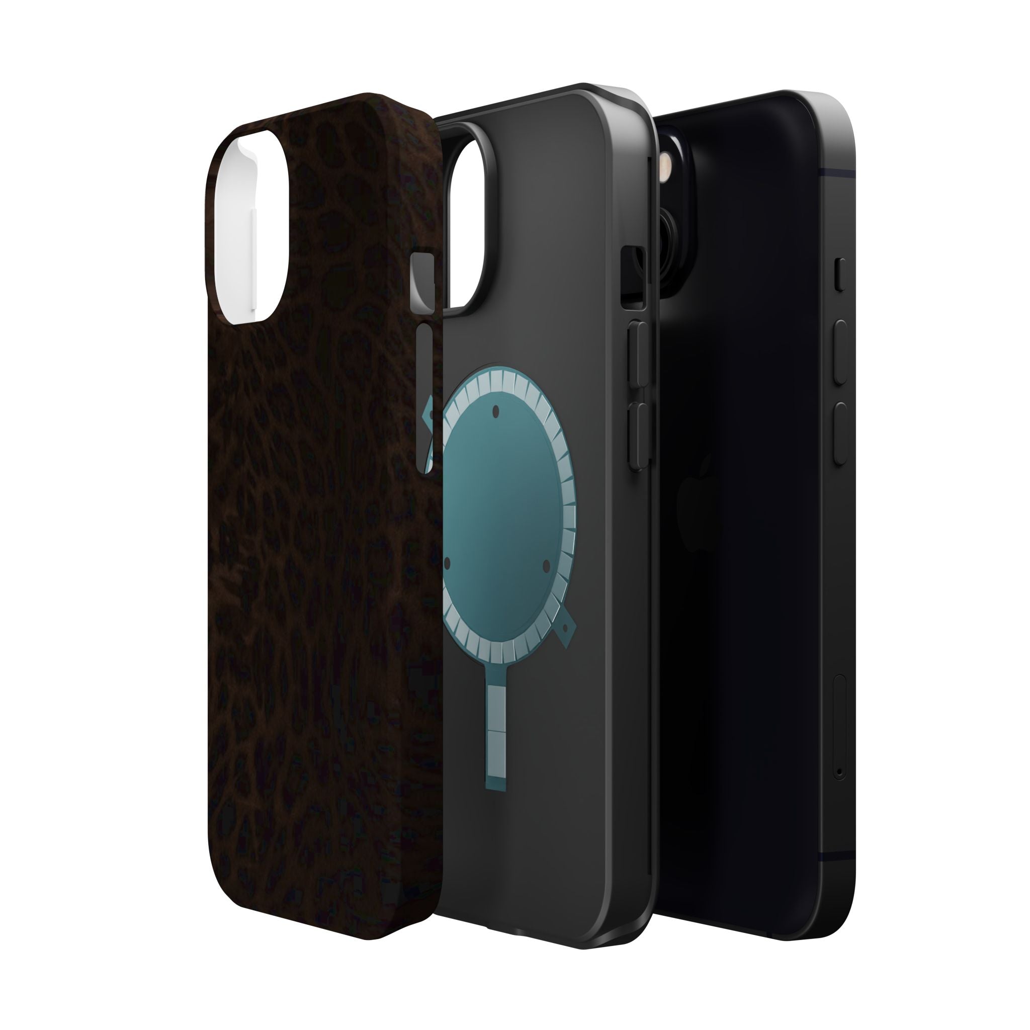 Brown Leopard Print MagSafe Phone Case | Shockproof Magnetic Protective Cover for iPhone