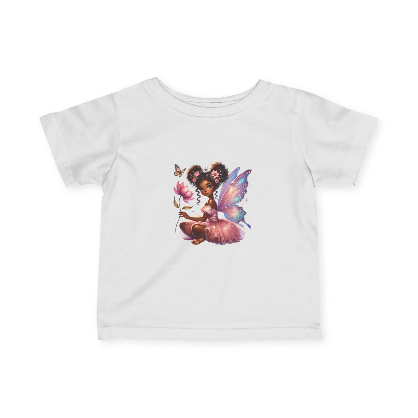 Brown Baby Fairy Infant Tee with Butterflies | Whimsical Fairycore Graphic Shirt