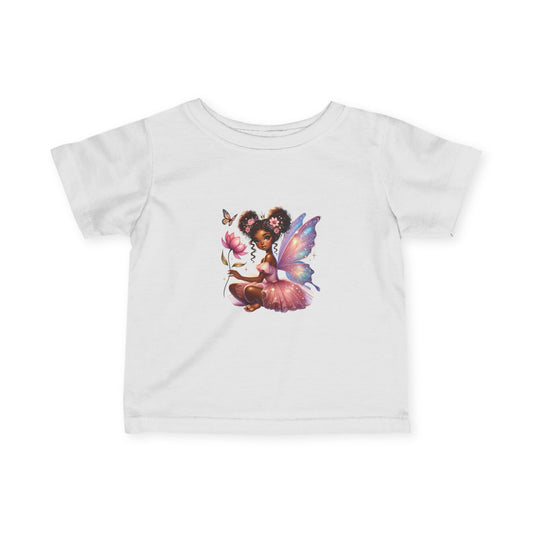 Brown Baby Fairy Infant Tee with Butterflies | Whimsical Fairycore Graphic Shirt