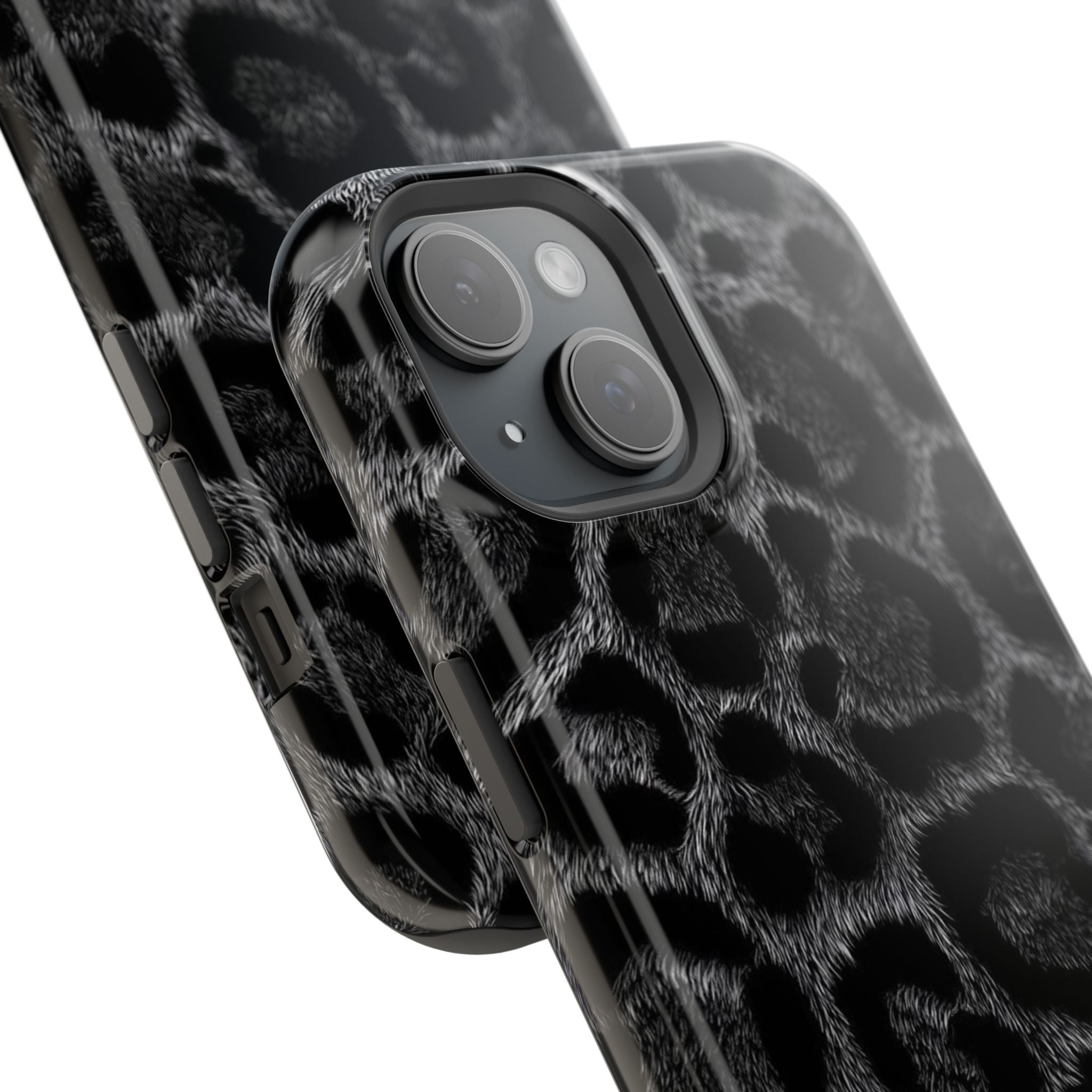 Black Leopard Print Magnetic Impact-Resistant Phone Case