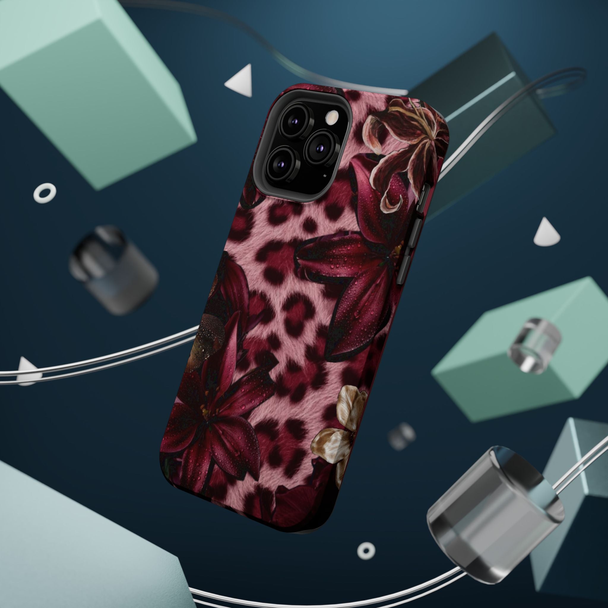Midnight Bloom Leopard Magnetic Phone Case | MagSafe Compatible Shockproof Protective Cover