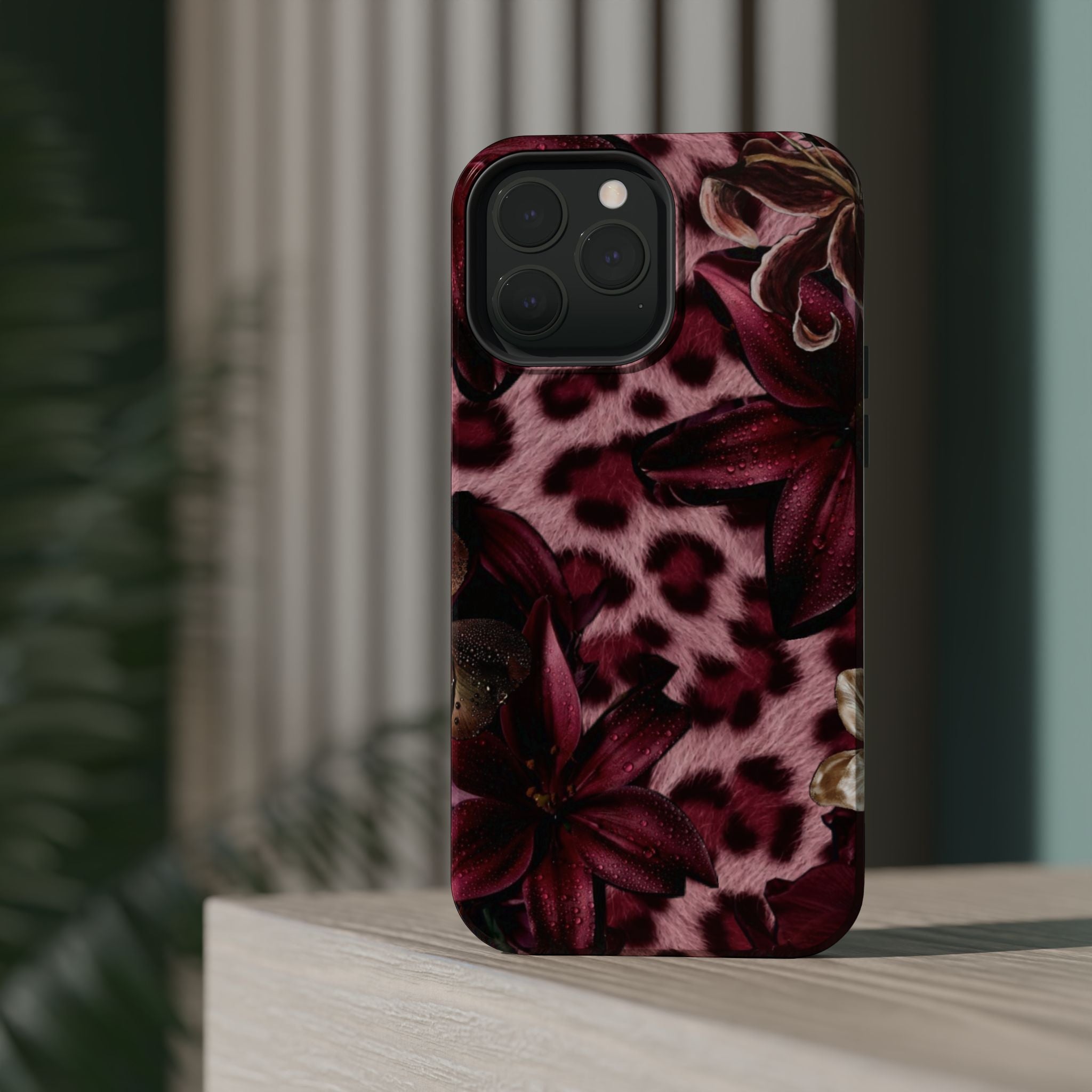 Midnight Bloom Leopard Magnetic Phone Case | MagSafe Compatible Shockproof Protective Cover