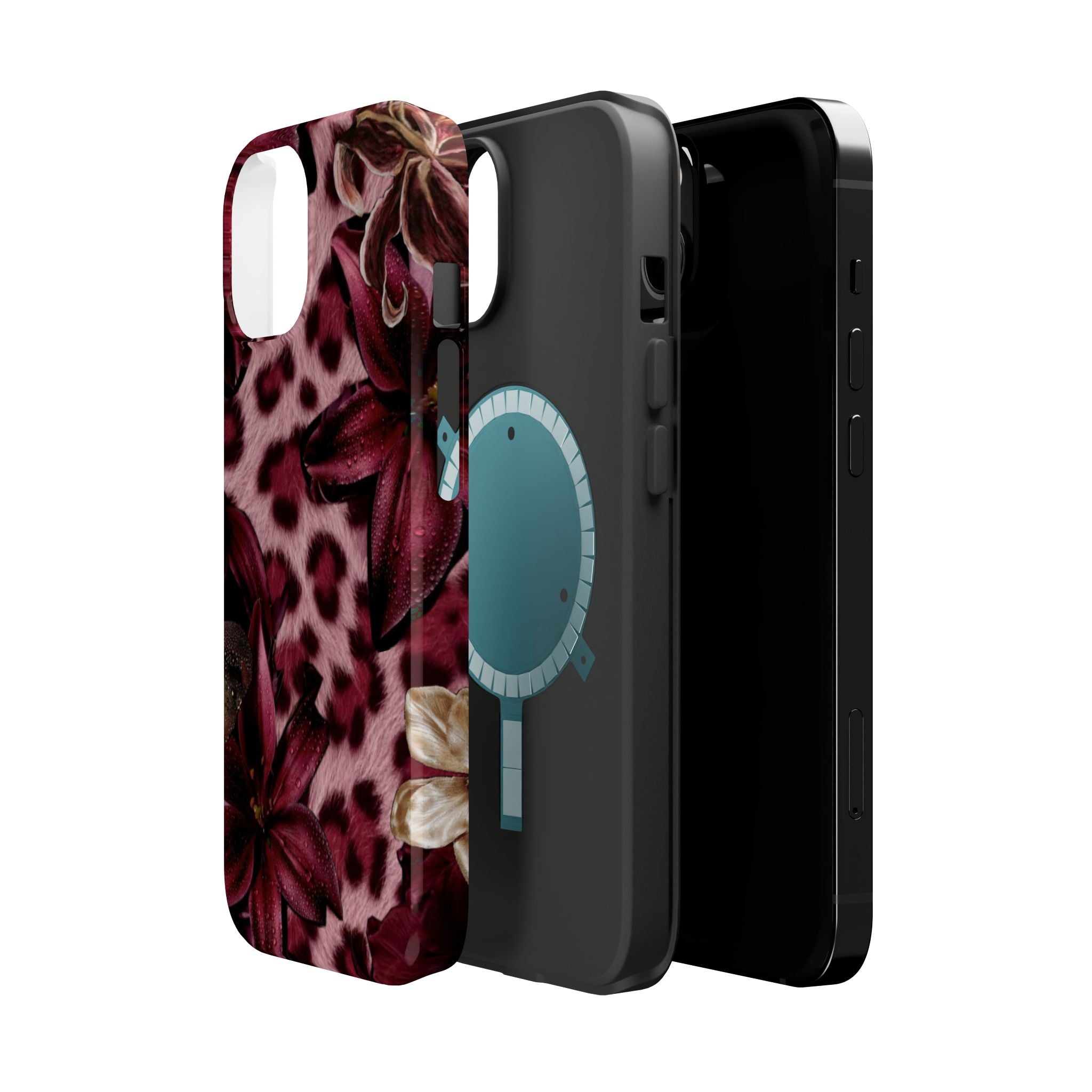 Midnight Bloom Leopard Magnetic Phone Case | MagSafe Compatible Shockproof Protective Cover