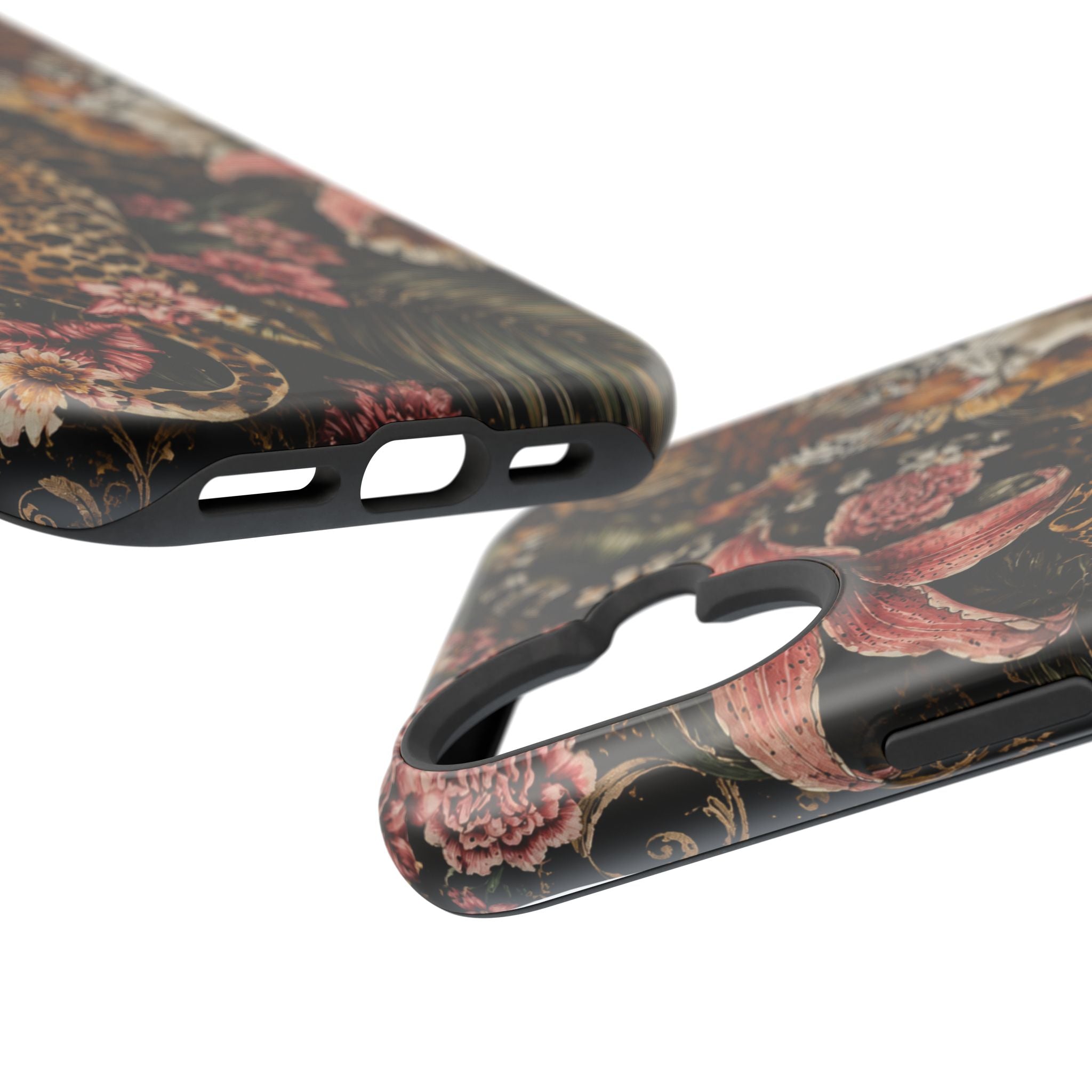 Magnetic Impact-Resistant Phone Case — Tropical Jungle Leopard & Tiger Floral Design