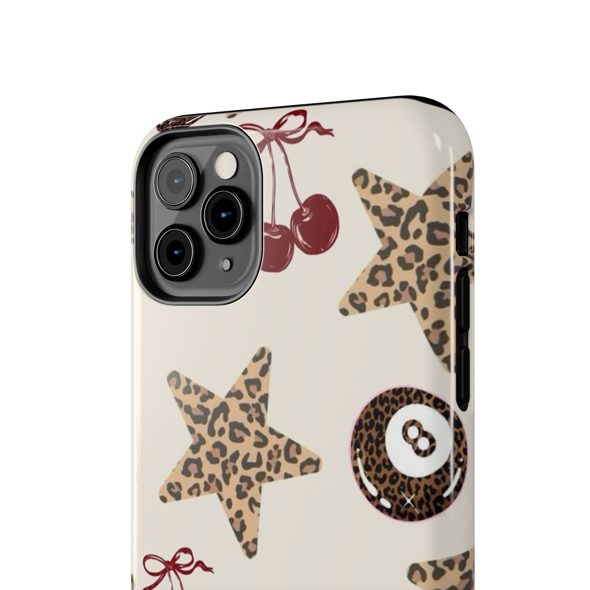 Leopard Star & Cherry Tough Phone Case — Retro Pool 8-Ball Pattern