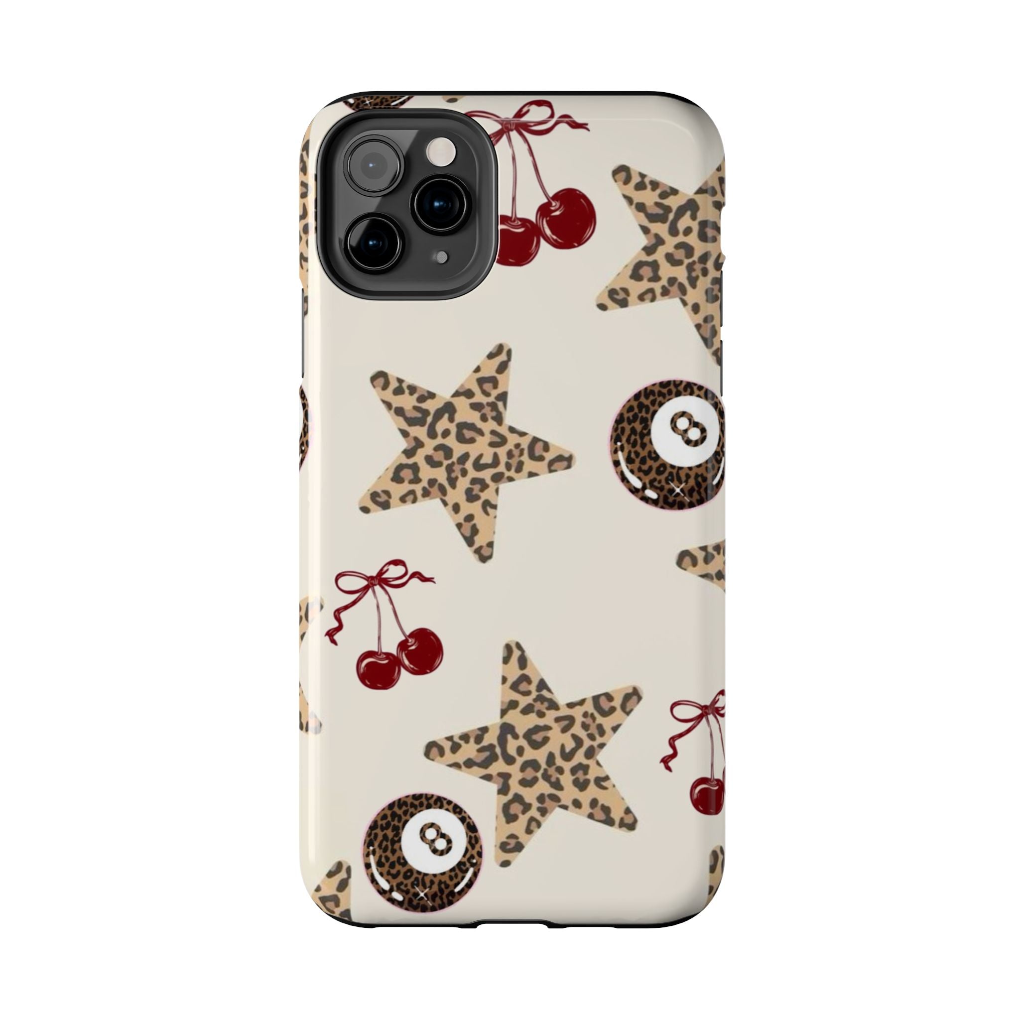 Leopard Star & Cherry Tough Phone Case — Retro Pool 8-Ball Pattern