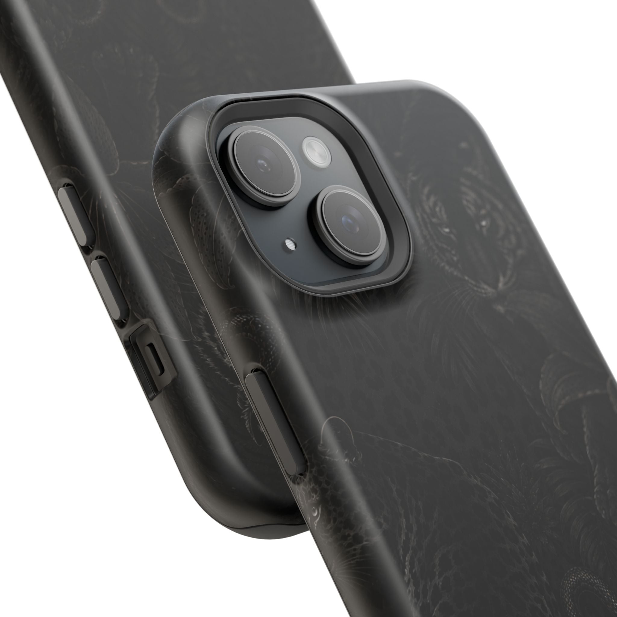 Black Floral Leopard Magnetic Impact-Resistant Phone Case | MagSafe Compatible Shockproof Cover