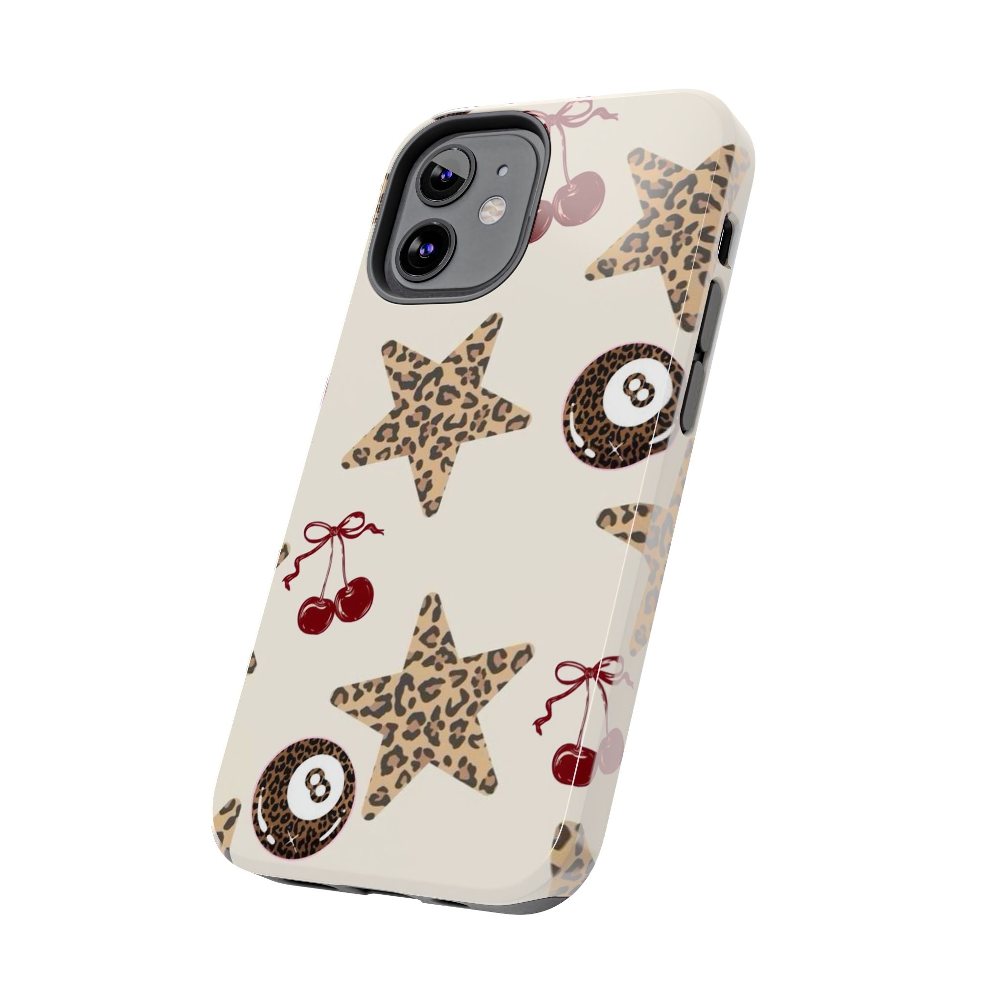 Leopard Star & Cherry Tough Phone Case — Retro Pool 8-Ball Pattern