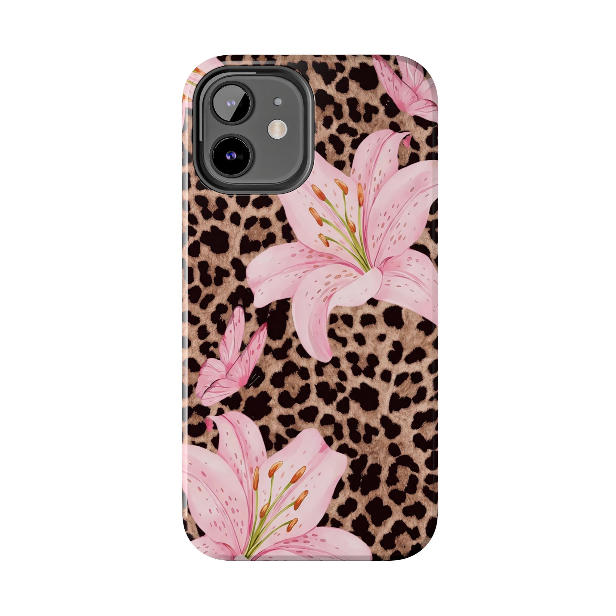 Blush Leopard Lily Magnetic Phone Case | MagSafe Compatible Shockproof Protective Cover