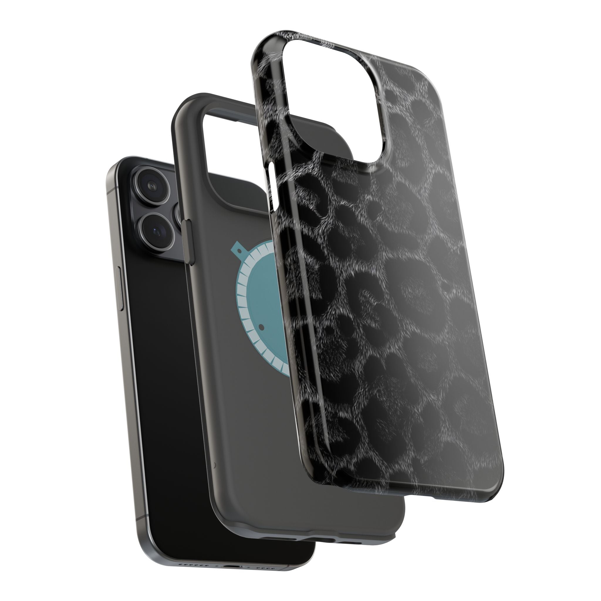 Black Leopard Print Magnetic Impact-Resistant Phone Case