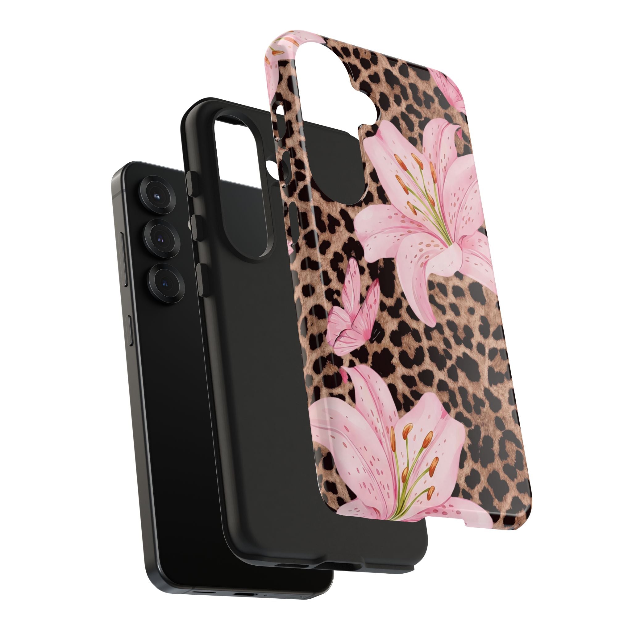Blush Leopard Lily Magnetic Phone Case | MagSafe Compatible Shockproof Protective Cover