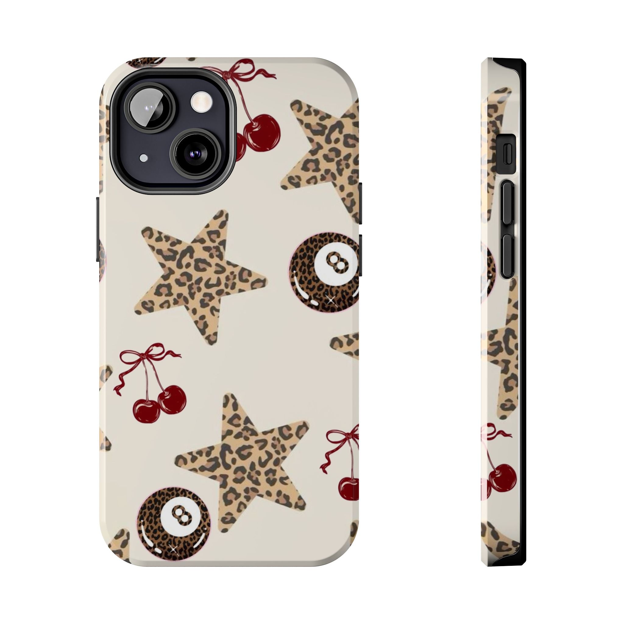 Leopard Star & Cherry Tough Phone Case — Retro Pool 8-Ball Pattern