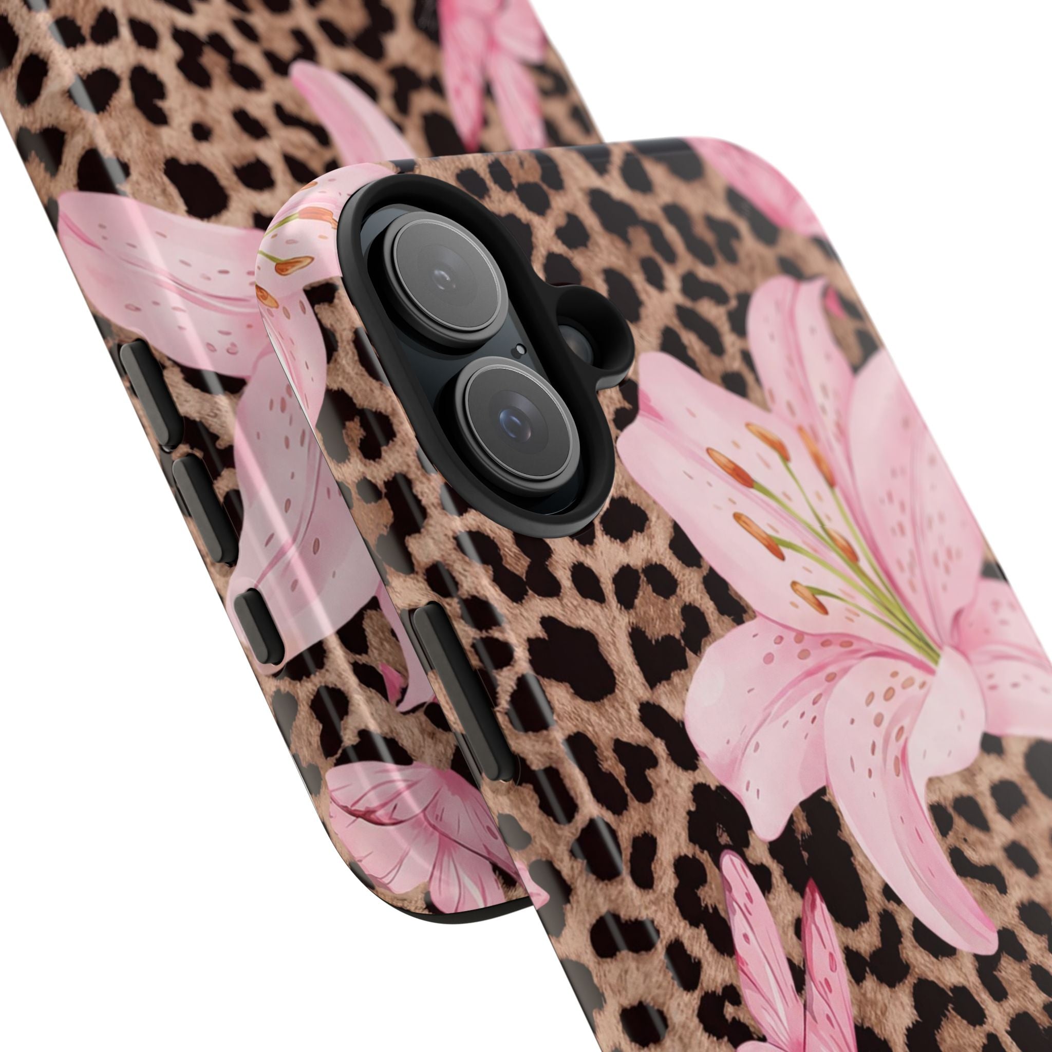 Blush Leopard Lily Magnetic Phone Case | MagSafe Compatible Shockproof Protective Cover