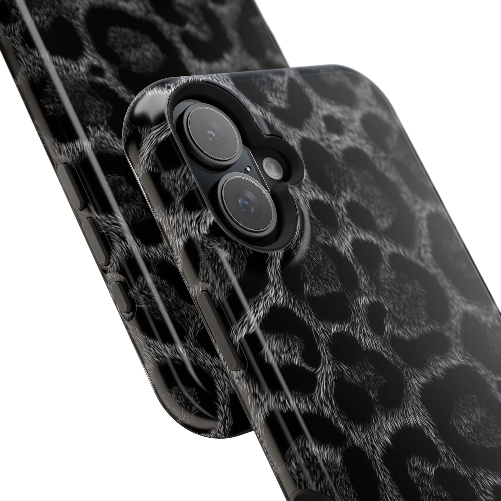 Black Leopard Print Magnetic Impact-Resistant Phone Case