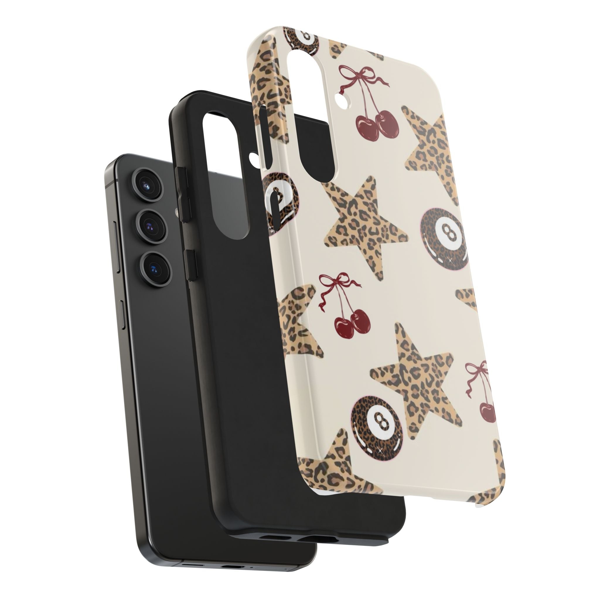 Leopard Star & Cherry Tough Phone Case — Retro Pool 8-Ball Pattern