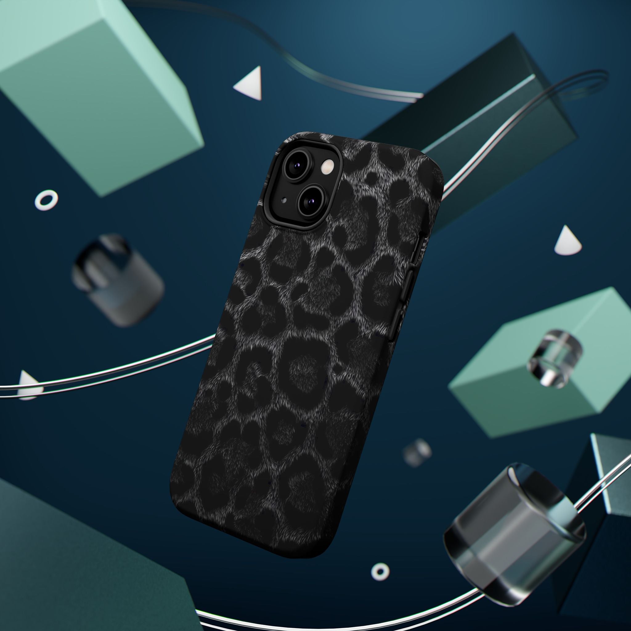 Black Leopard Print Magnetic Impact-Resistant Phone Case