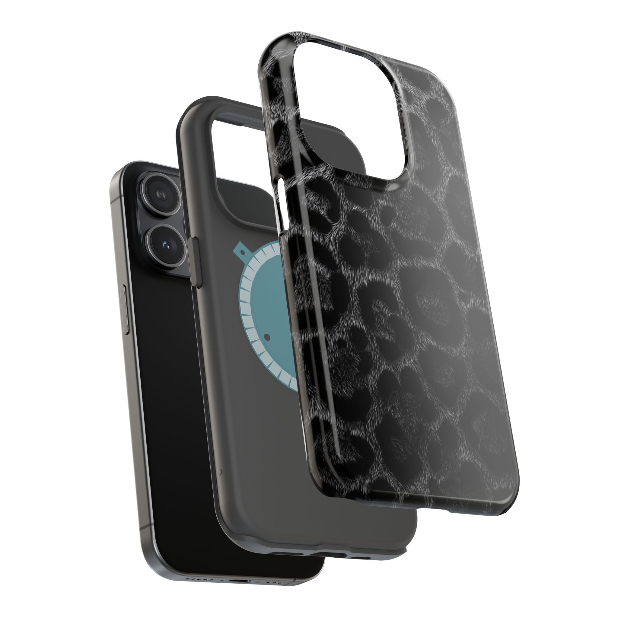 Black Leopard Print Magnetic Impact-Resistant Phone Case
